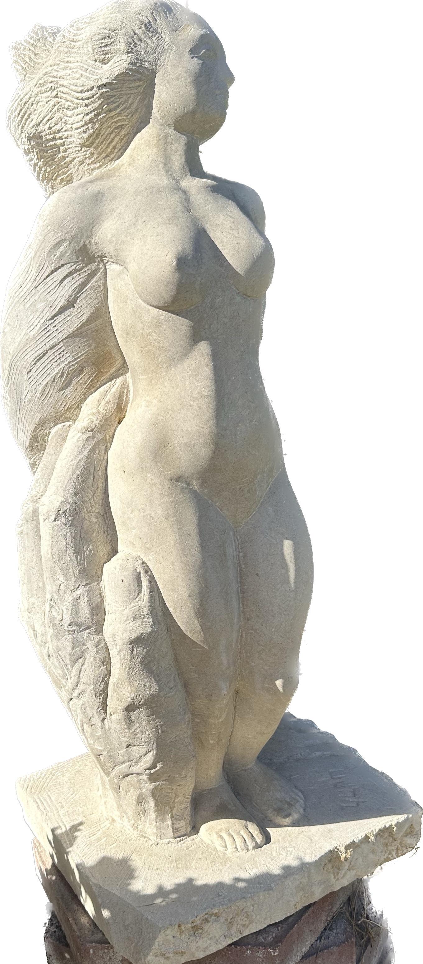 Figurative Sculpture Karapet Balakeseryan  (Garo) - Femme nue, sculpture, pierre faite à la main par Garo