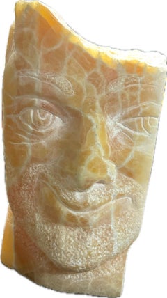 Portrait, Happy Man, Sculptures, Natural Haney Onyx Stone, Handmade by Garo