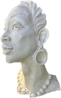Portrait of Woman, Sculpture, Ceramic Handmade by Garo, One of a Kind