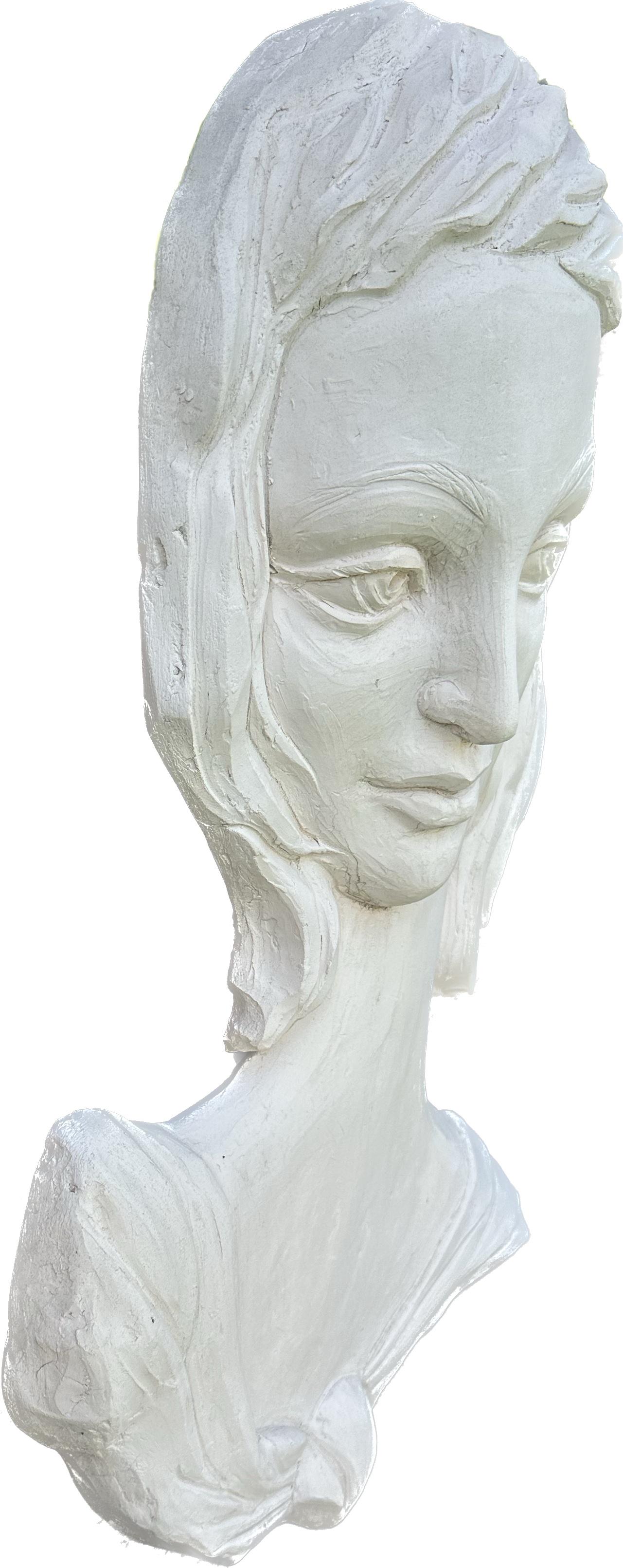 Portrait of Woman, Sculpture, Ceramic Handmade by Garo, One of a Kind - Gray Figurative Sculpture by Karapet Balakeseryan  (Garo)