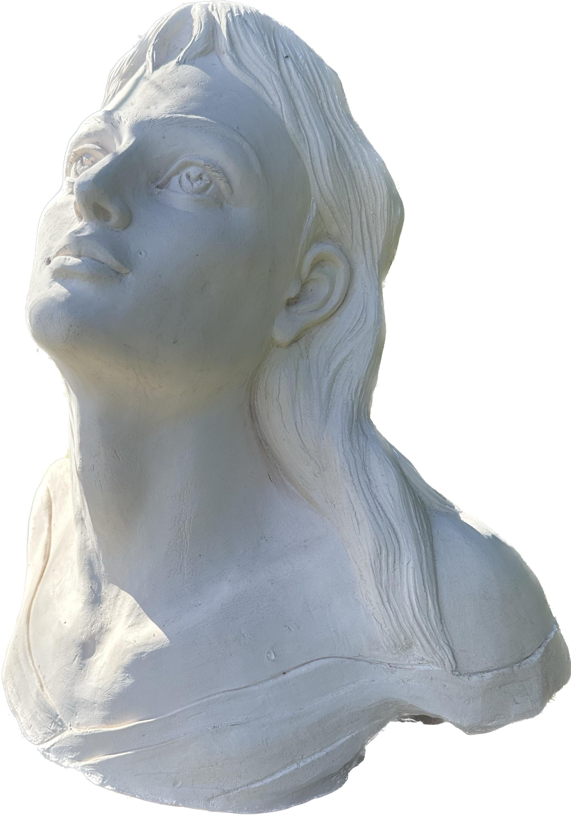 Porträt einer Frau, Skulptur, Keramik, handgefertigt von Garo