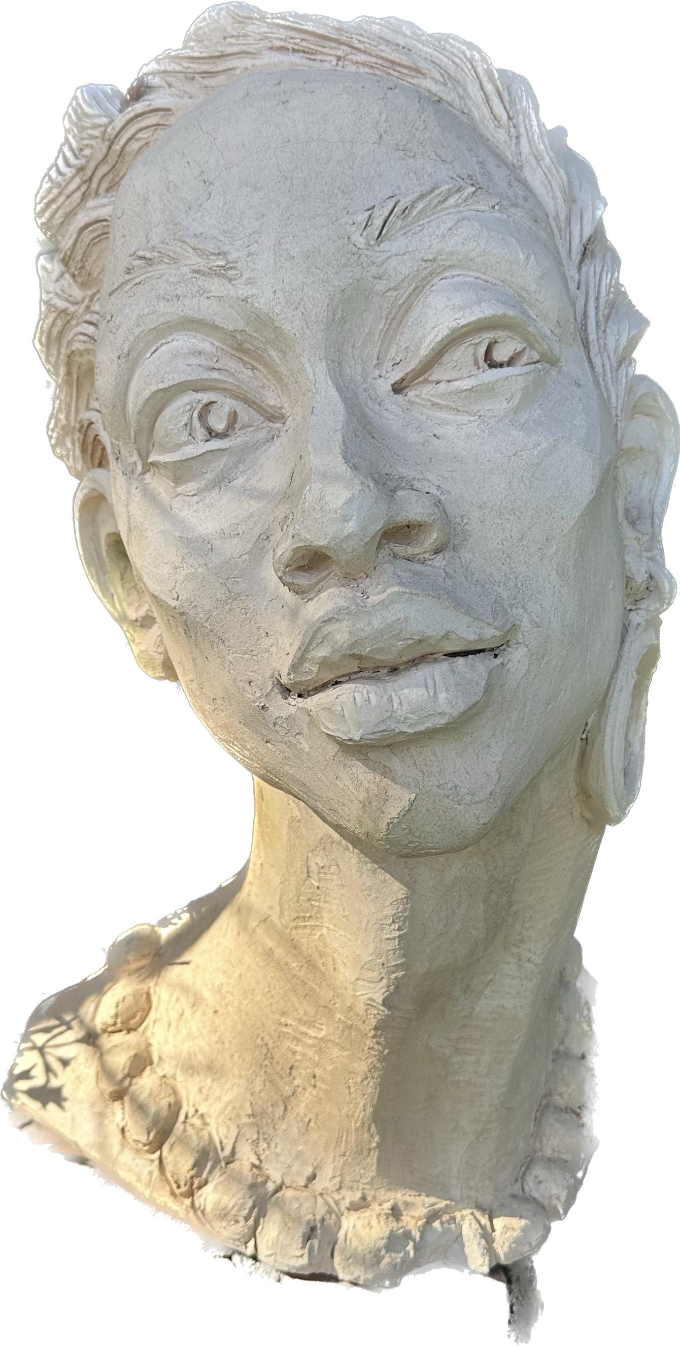 Karapet Balakeseryan  (Garo) Figurative Sculpture – Porträt einer Frau, Skulptur, Keramik, handgefertigt von Garo, Unikat, Keramik
