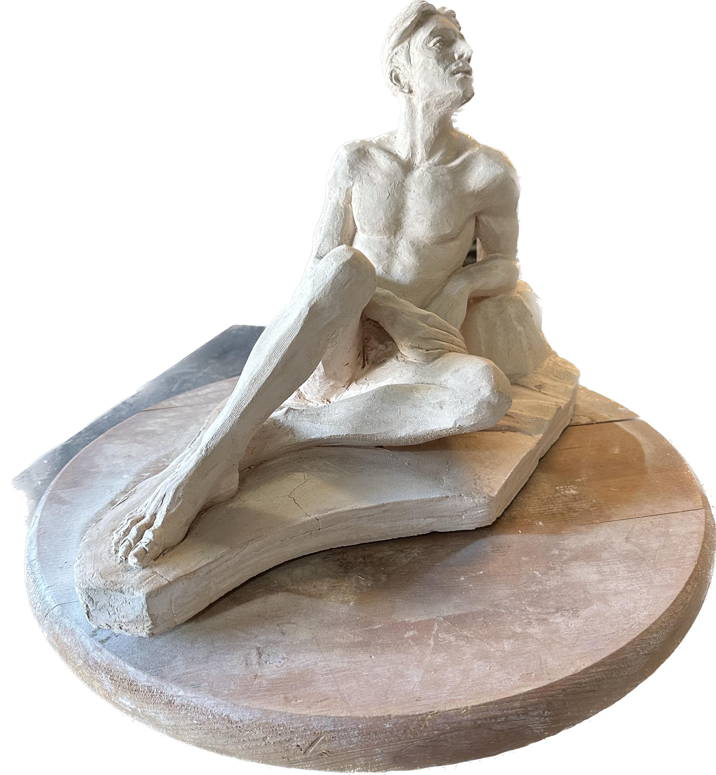 Il pensatore, scultura, fatta a mano, ceramica di Garo One of a Kind - Sculpture Impressionismo di Karapet Balakeseryan  (Garo)