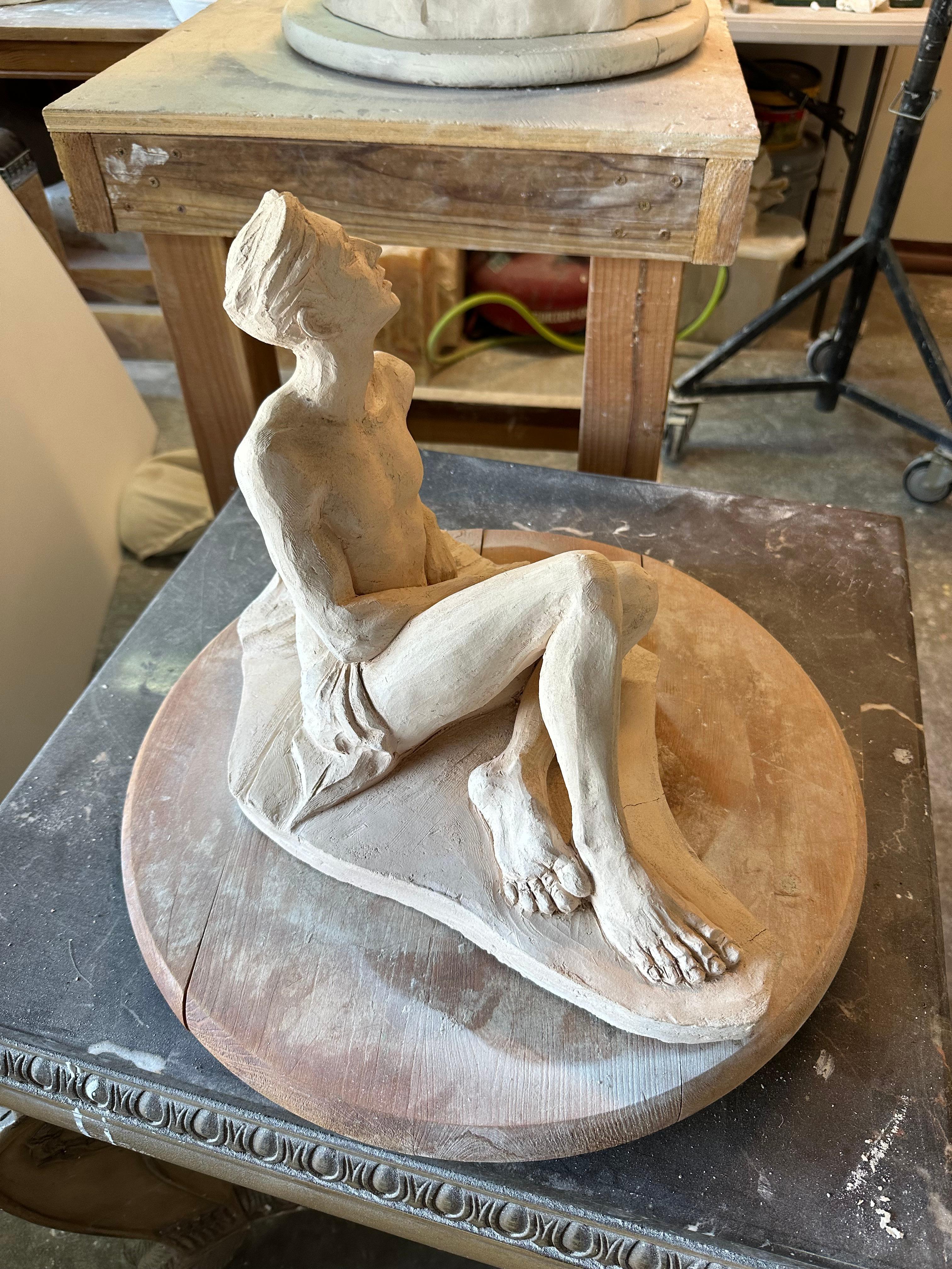 Der Denker, Skulptur, handgefertigt, Keramik von Garo Einzigartig im Angebot 3