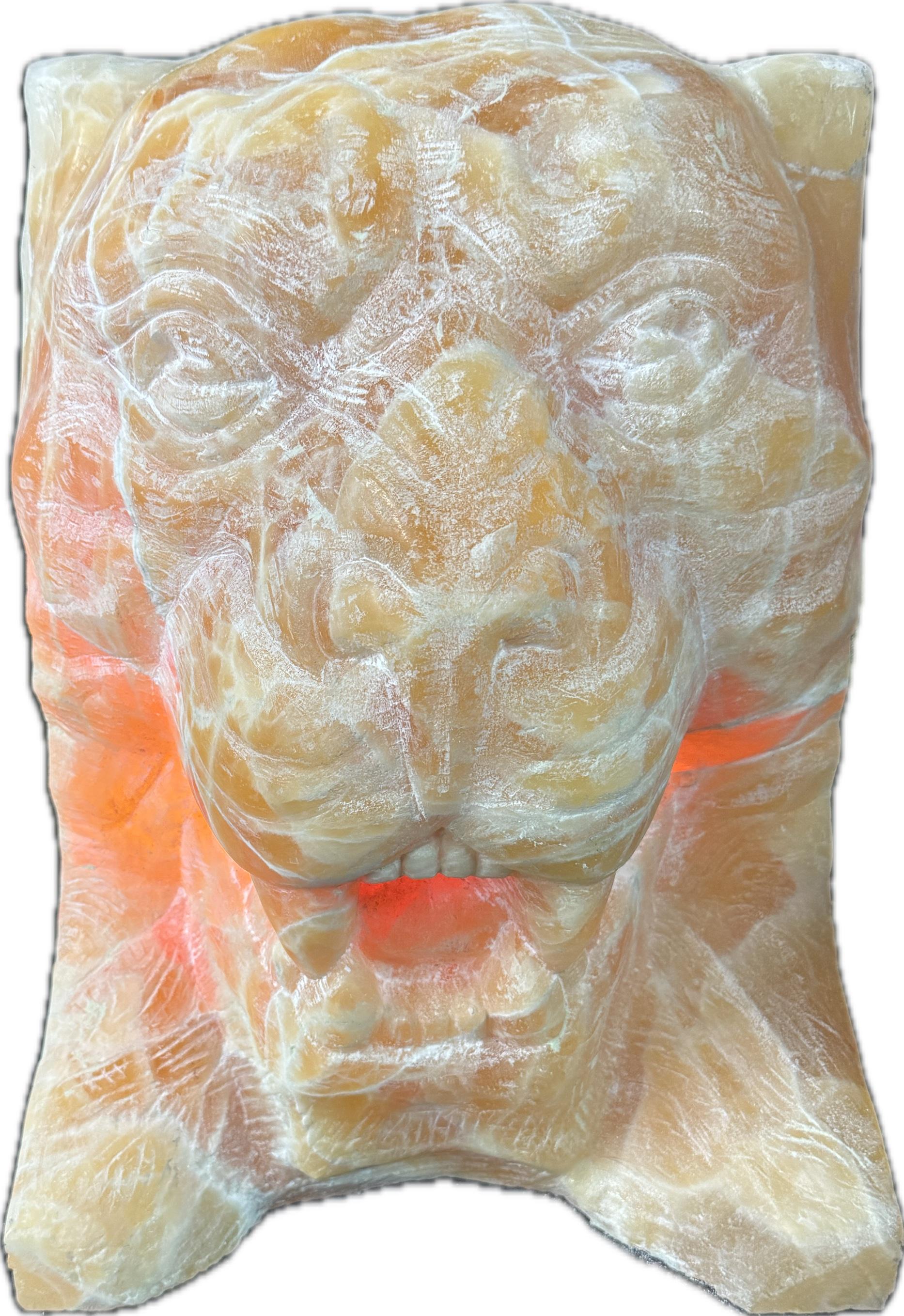 Tiger-Skulptur, natürlicher Onyxstein, handgefertigt von Garo im Angebot 2