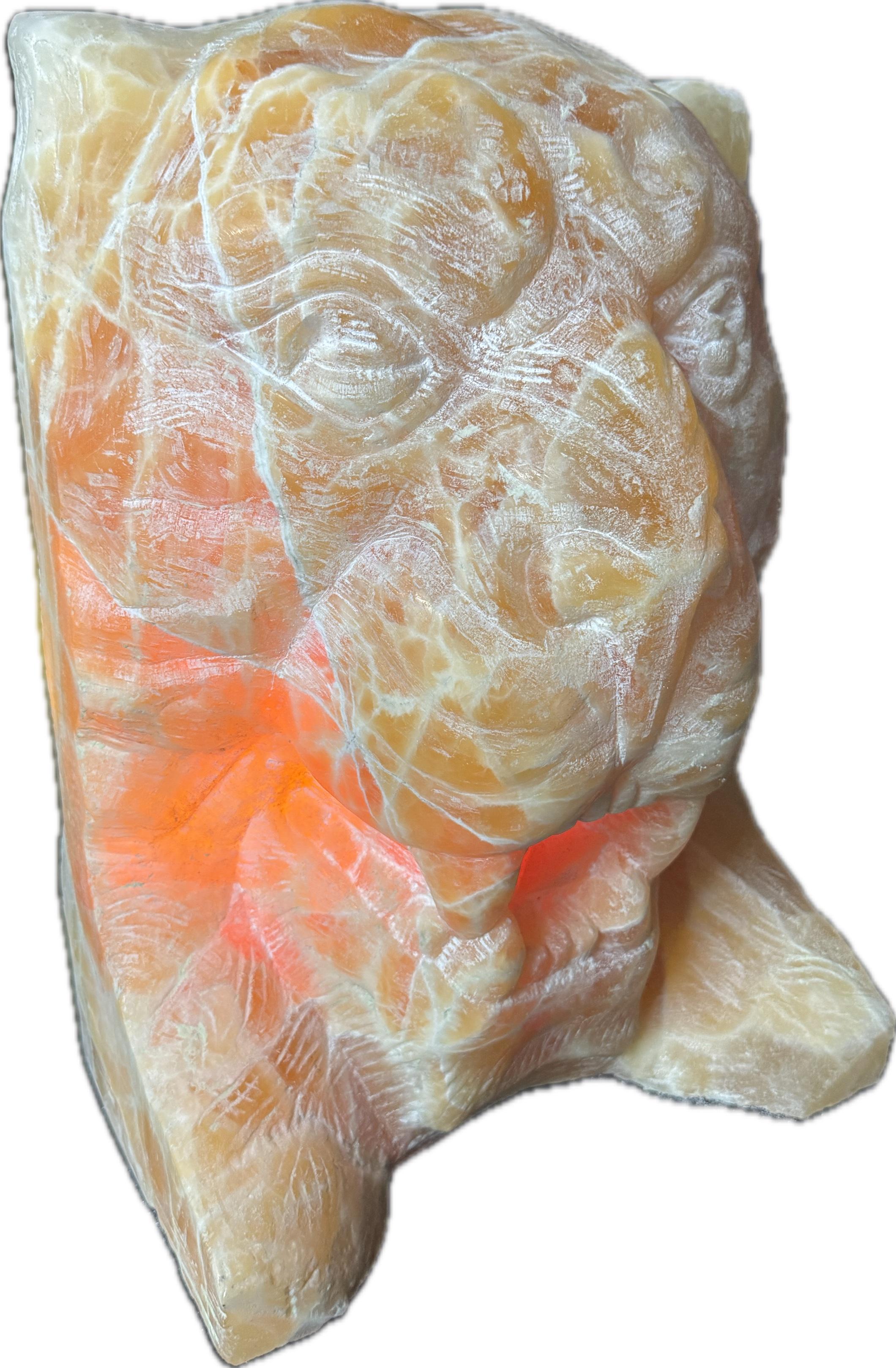 Tiger-Skulptur, natürlicher Onyxstein, handgefertigt von Garo im Angebot 3