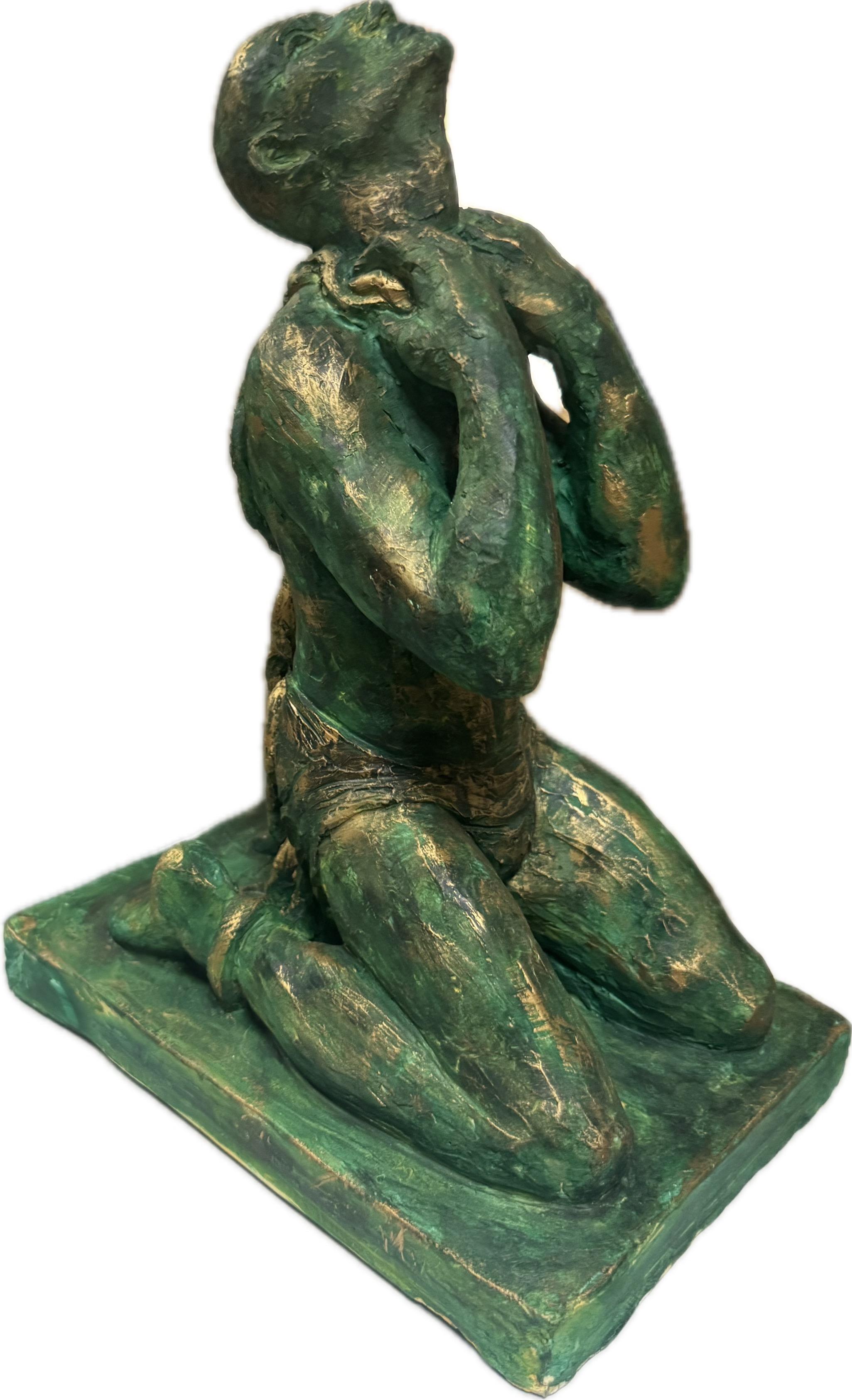 Zahnriemen Skulptur Ton-Keramik Handmade by Garo, Unikat (Schwarz), Figurative Sculpture, von Karapet Balakeseryan  (Garo)