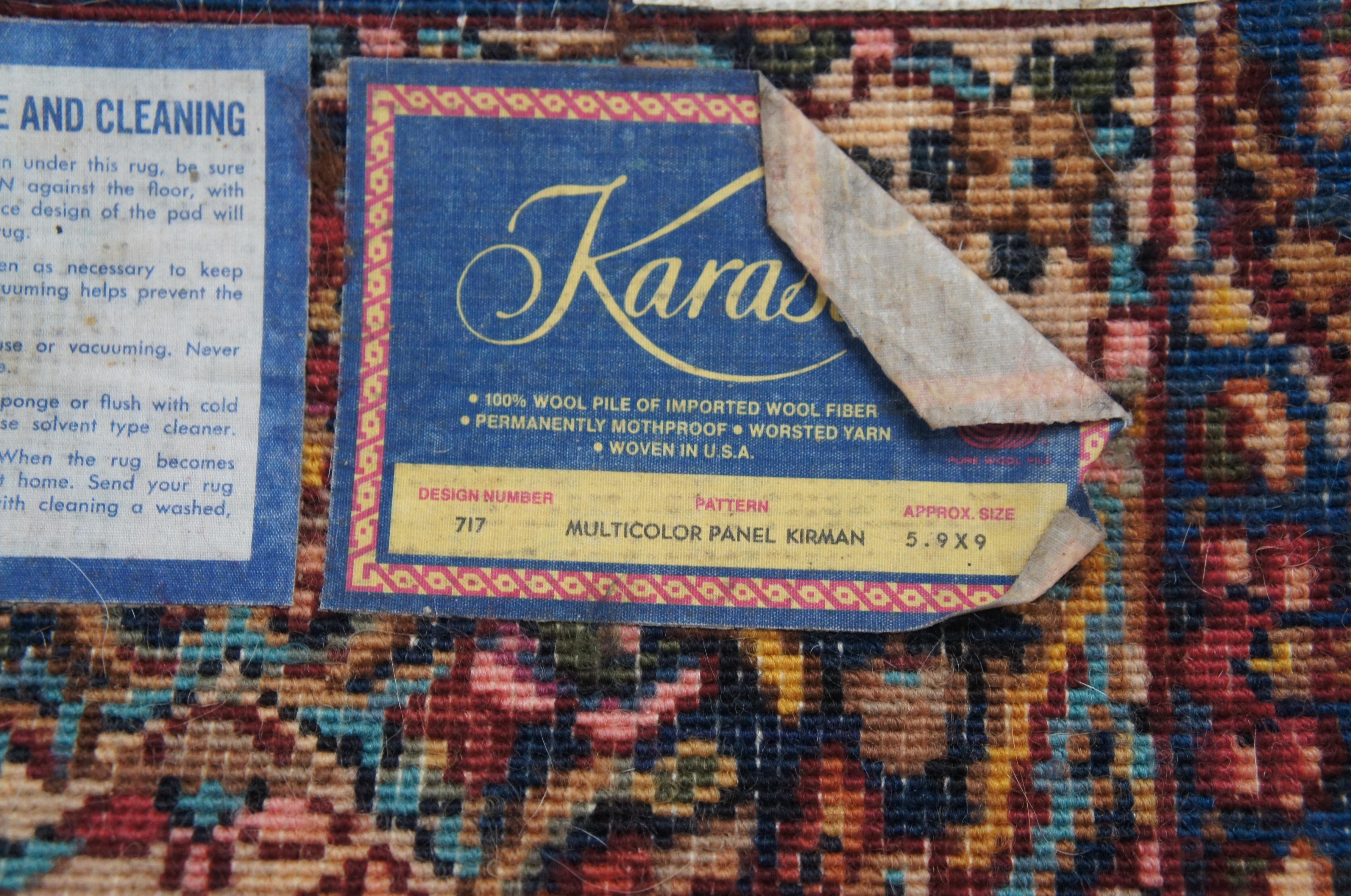 Karastan 717 Multicolor Panel Kirman 100 Wool Area Rug Runner Oriental