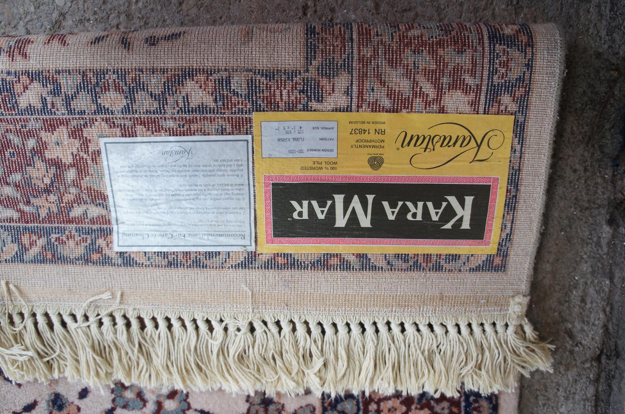 Karastan Kara Mar 100% Wool Floral Kirman Area Rug Carpet Belgium 300-1020 4 x 6 4