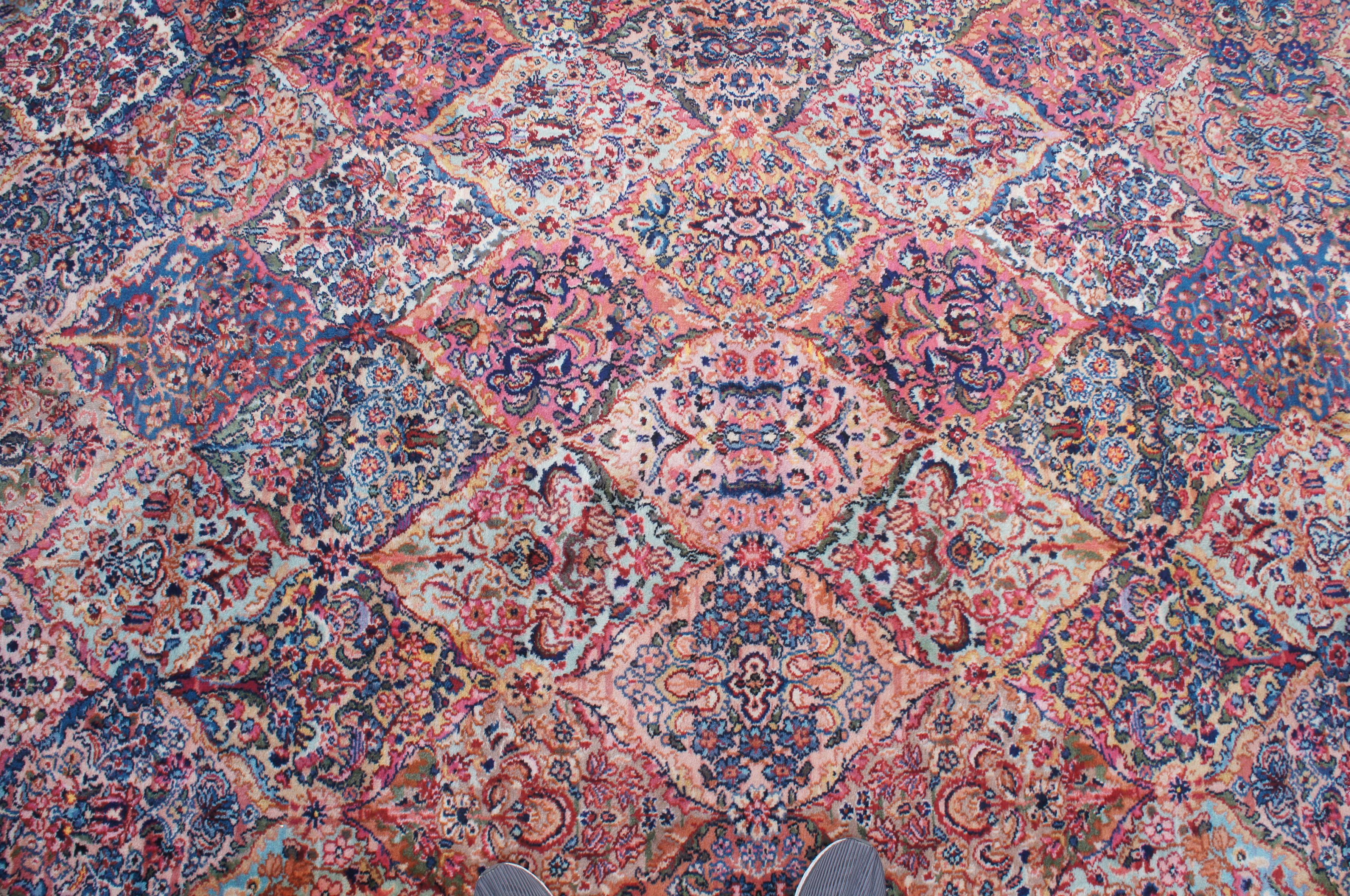 20th Century Karastan Kirman 717 Multi-Color Panel Geometric Floral Palace Area Rug Carpet