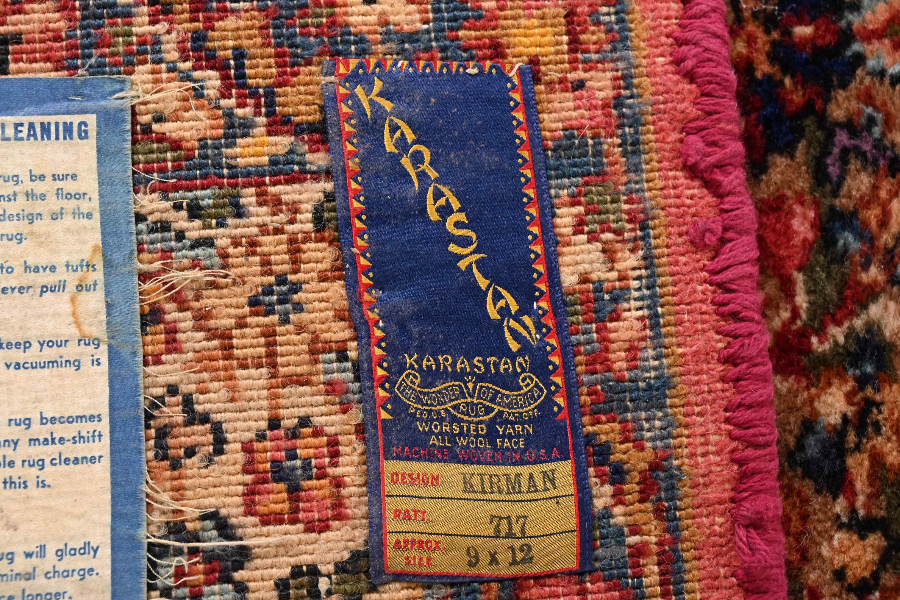 Karastan Kirman Room Size Wool Rug, Circa 1940s For Sale 4