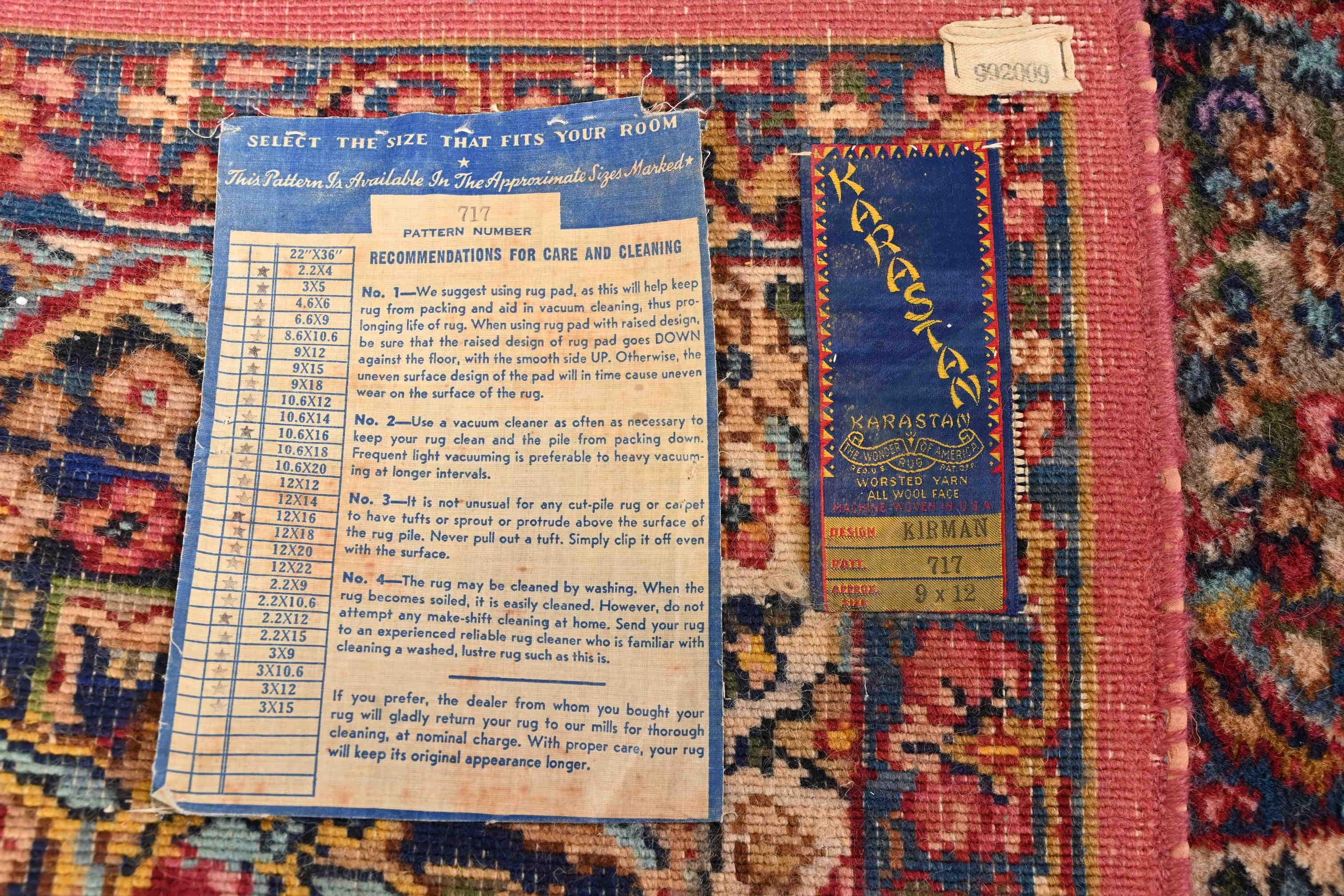 Karastan Kirman Room Size Wool Rug, circa 1940s For Sale 6