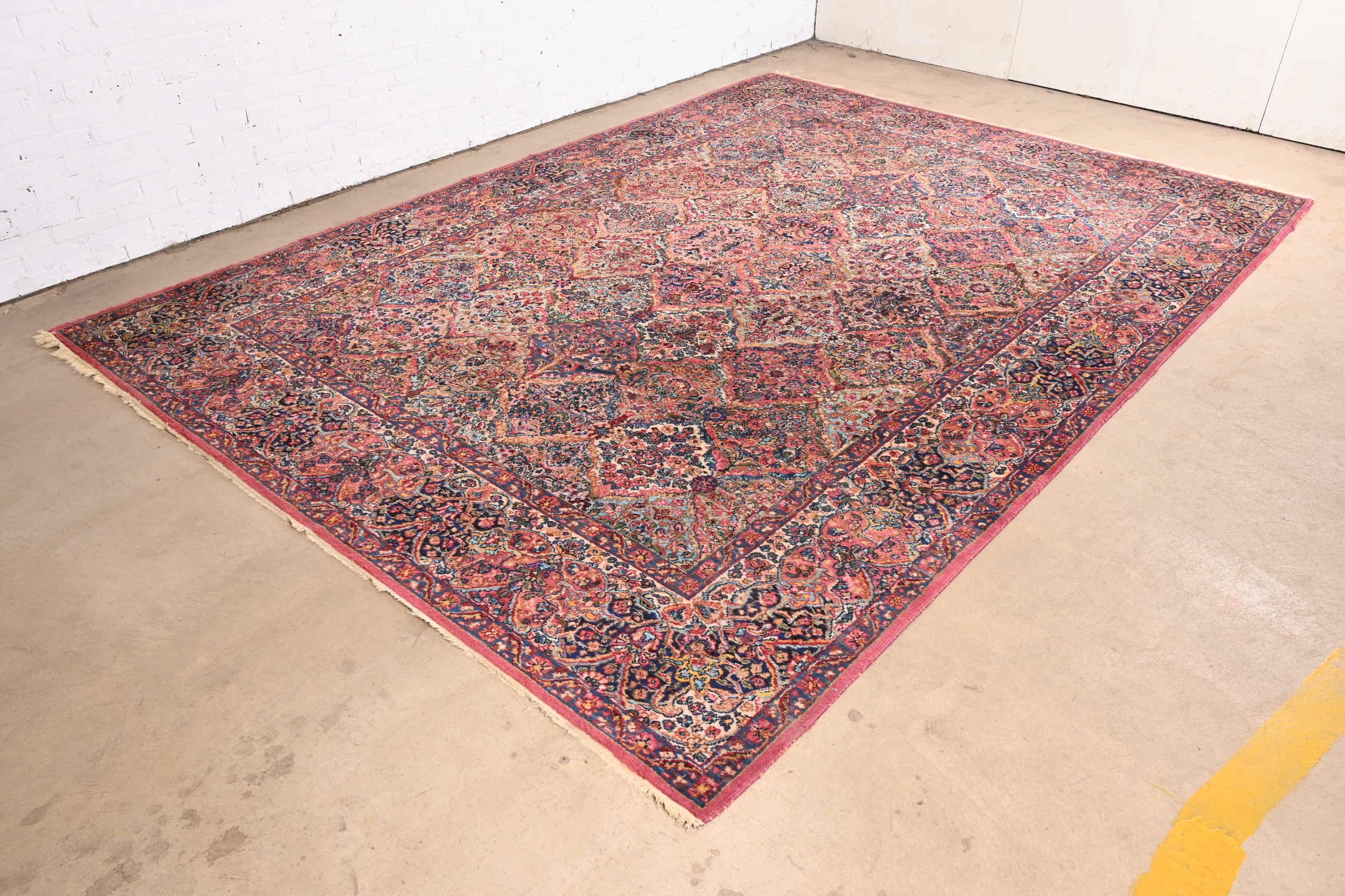 Karastan Kirman Room Size Wool Rug, circa 1940s In Good Condition For Sale In South Bend, IN