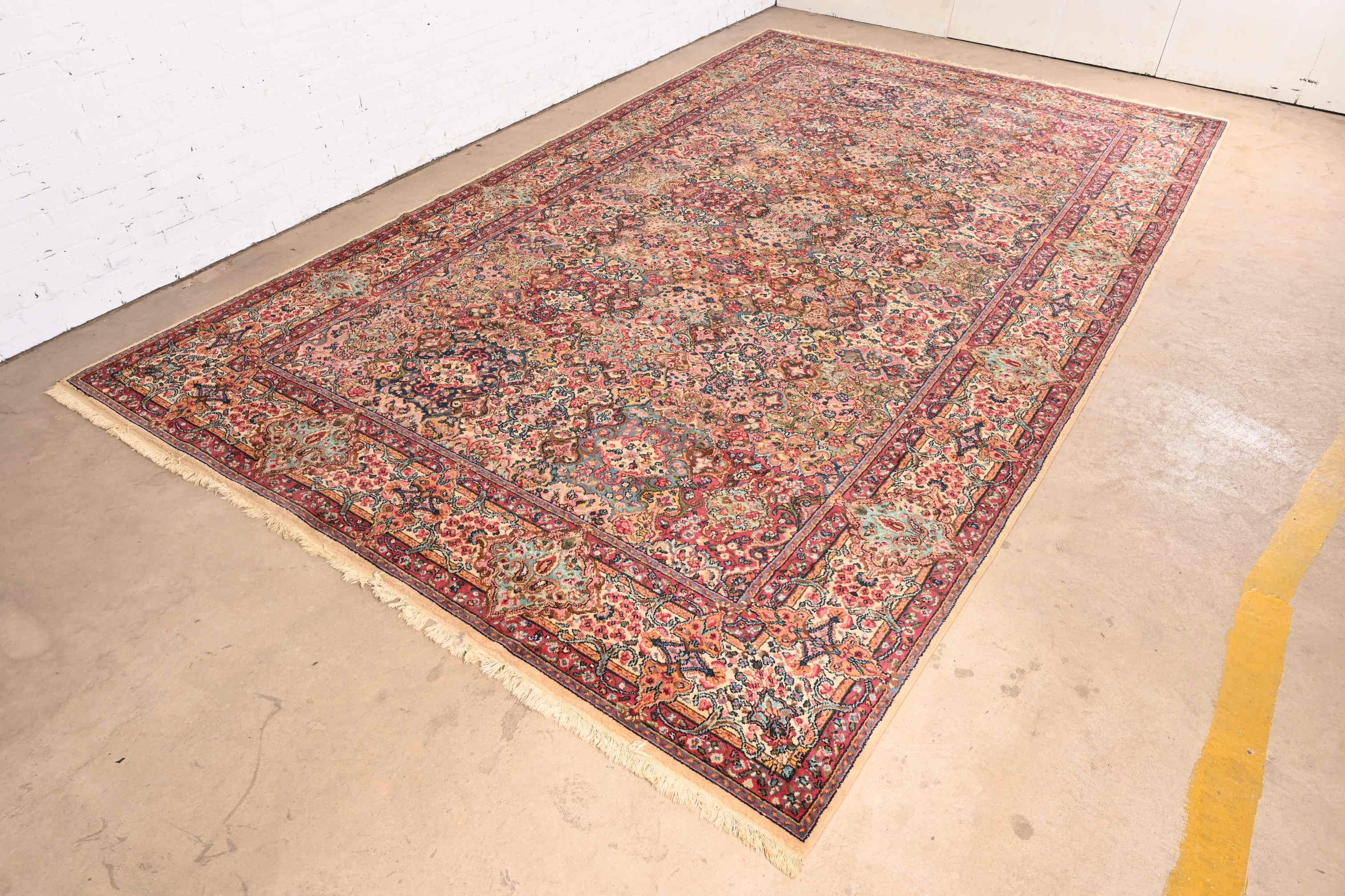 Karastan Kirman Room Size Wool Rug, Circa 1940s In Good Condition For Sale In South Bend, IN