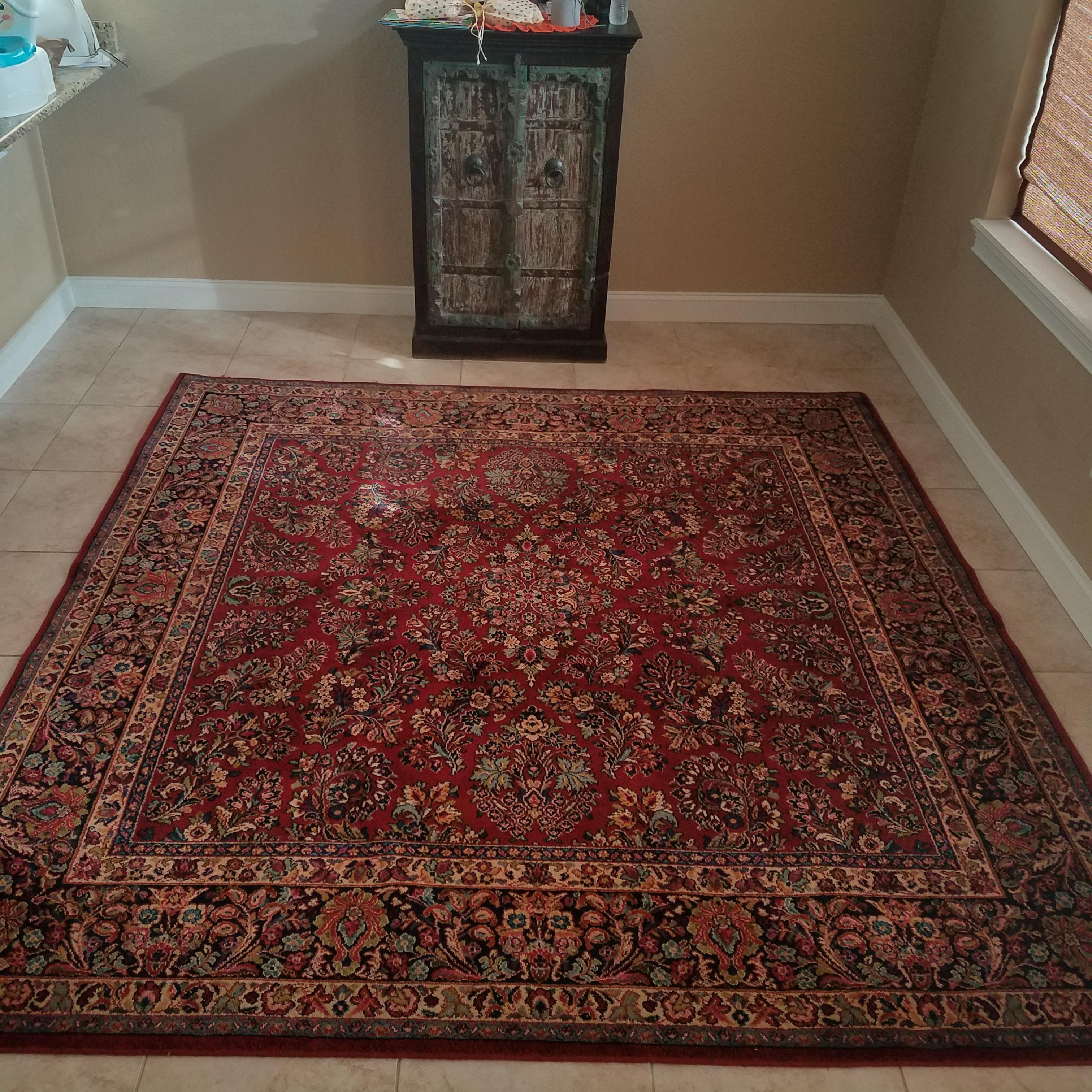 Karastan Red Sarouk 700/785 Antique, 100% Wool Rug In Excellent Condition In Orlando, FL