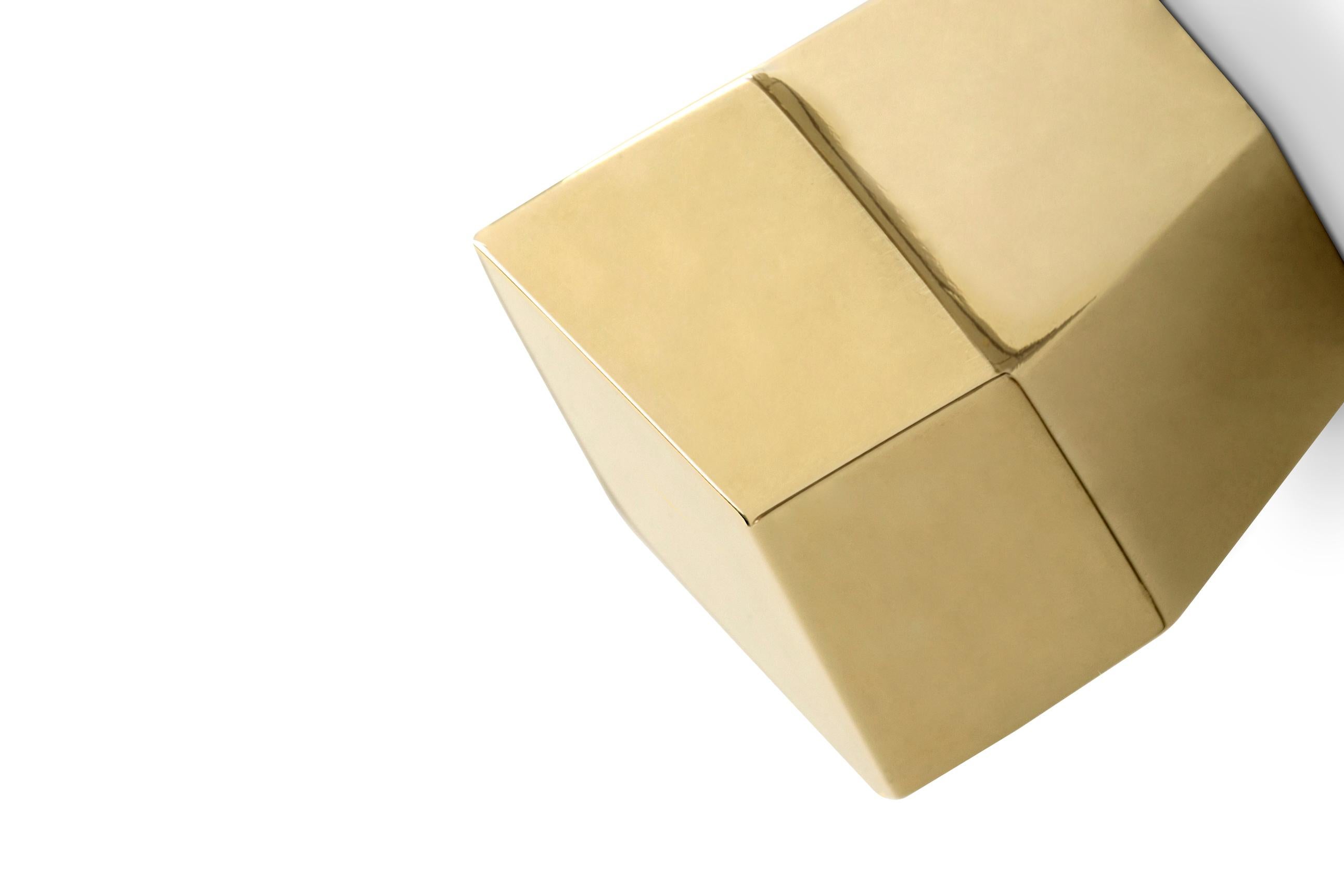 Brushed Karat Drawer Handle - Handcrafted Polished Brass - PullCast For Sale