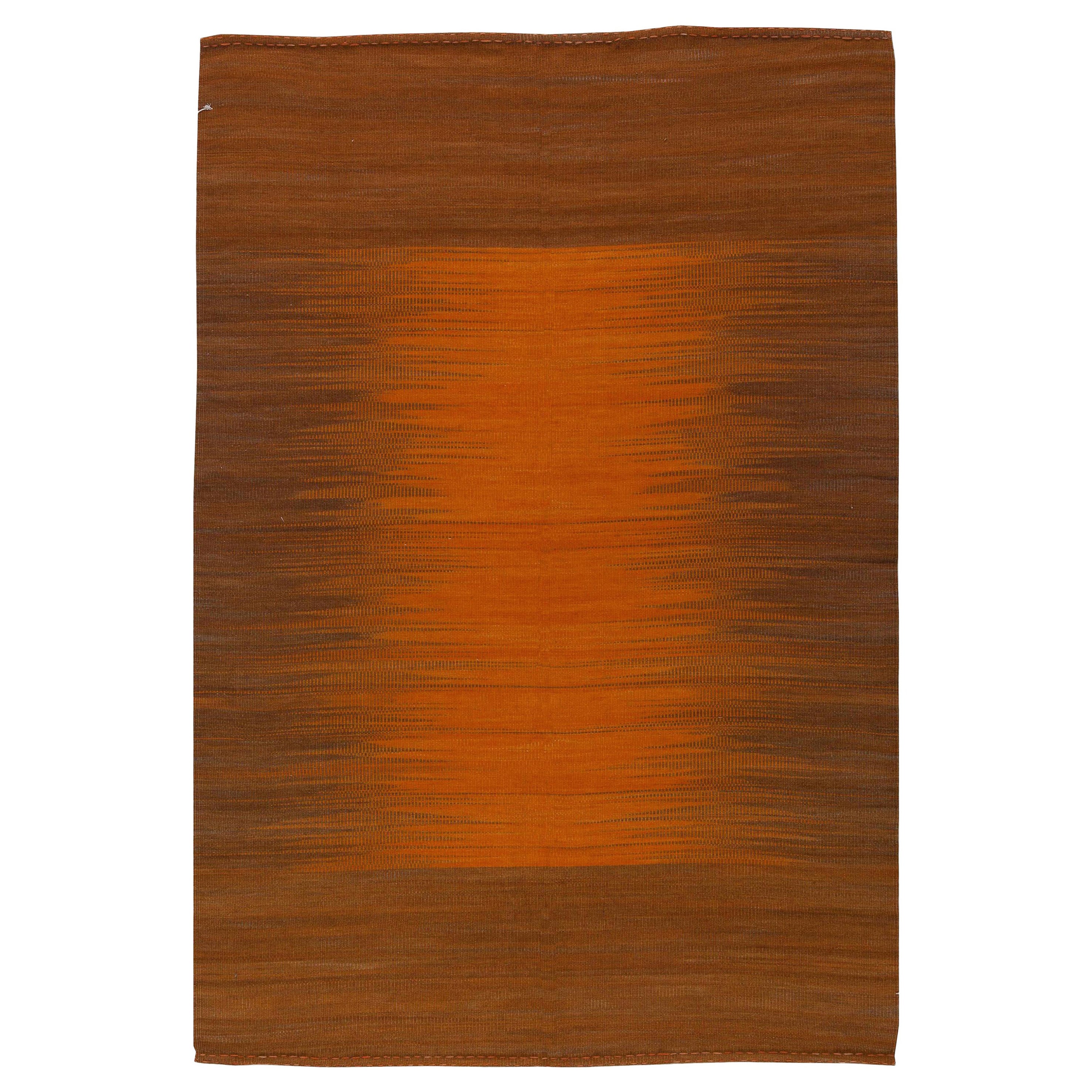 Karatas, Turkish Modern Orange and Brown Kilim Rug by Doris Leslie Blau