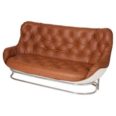 Canapé en cuir karaté de Michel Cadestin, années 1970.
