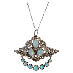 Karbra 3.75 Carat Opal Yellow Gold Brooch Pendant Necklace