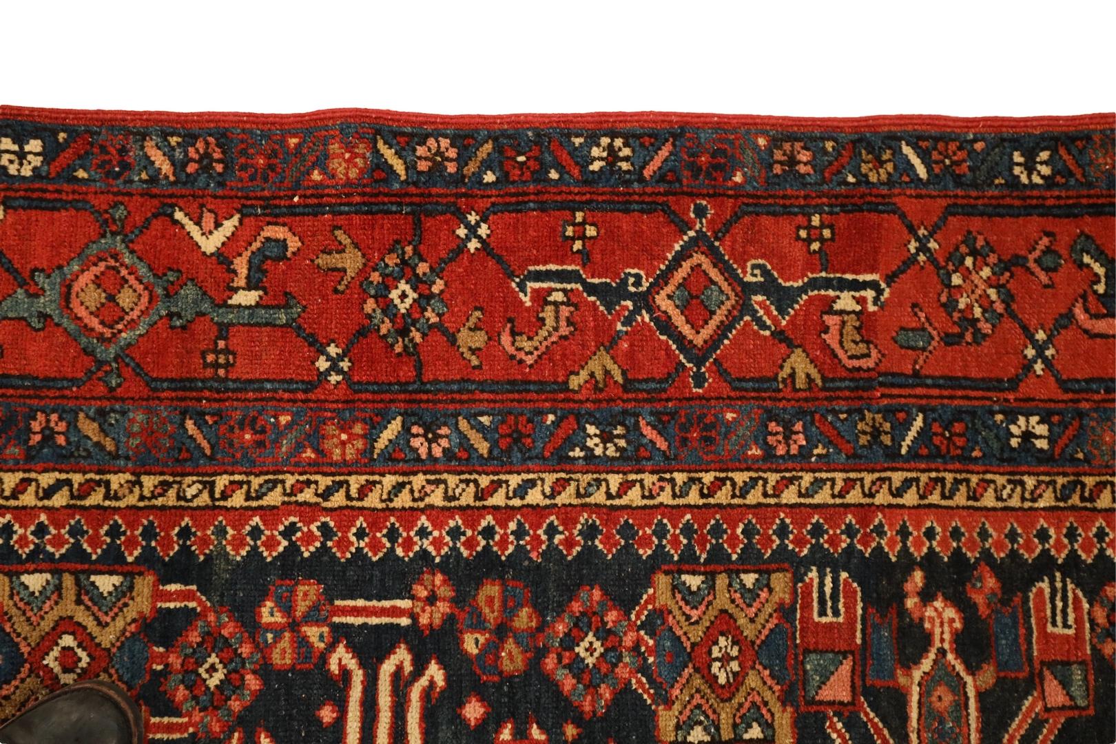 Alfombra Antigua Kareje, Azul Rojo Marfil - 5 x 6 Persa en venta