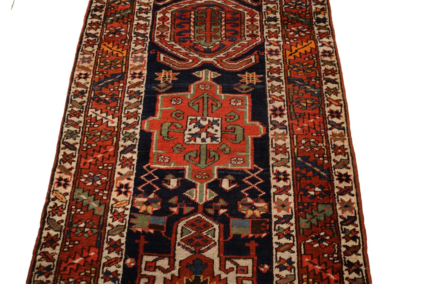 Hand-Knotted Karejeh Semi-Antique runner - 3'2