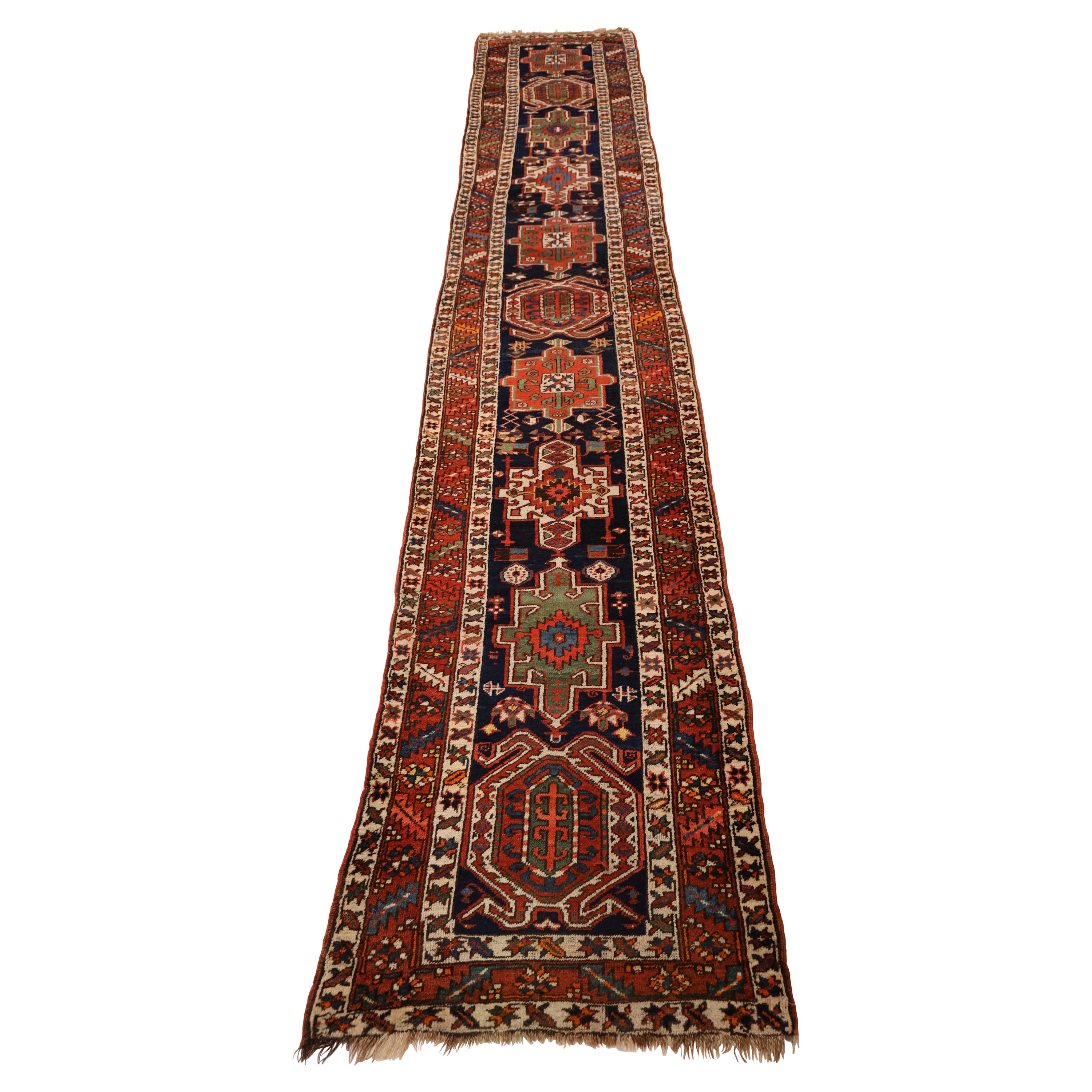 Runner Karejeh semi-antico - 3'2" x 17'4"