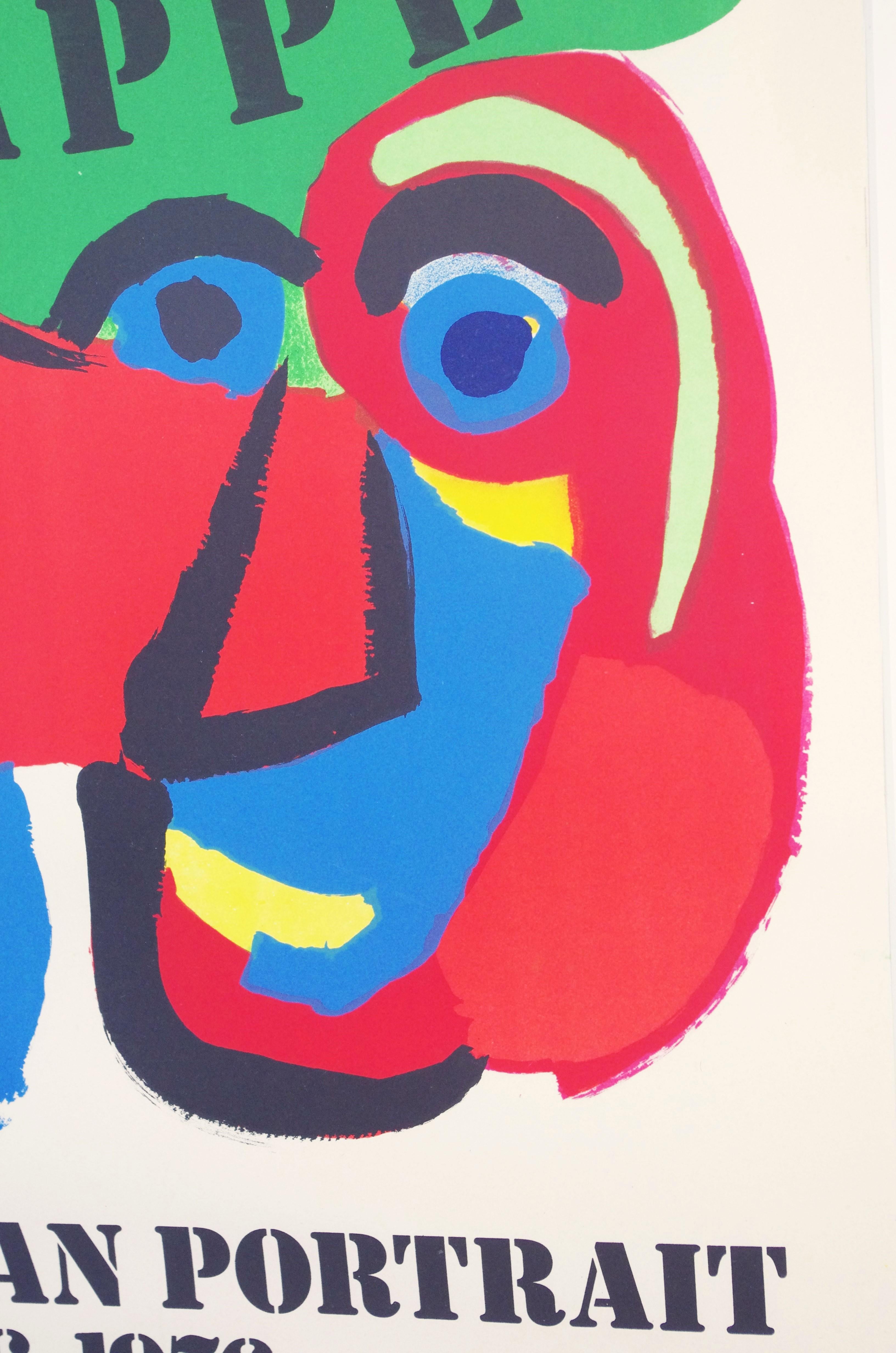 Product Description: 
This print by Karel Appel was designed for the 200 years birthday of the United States. The print has been made by Mourlot in Paris. Looking at this painting makes you happy, the vibrant colours, the funny faces, it is very to