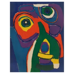 Karel Appel Color Lithograph, 1969, Visage