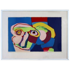 Tête colorée Karel Appel, 1970, signée Litho 89/100