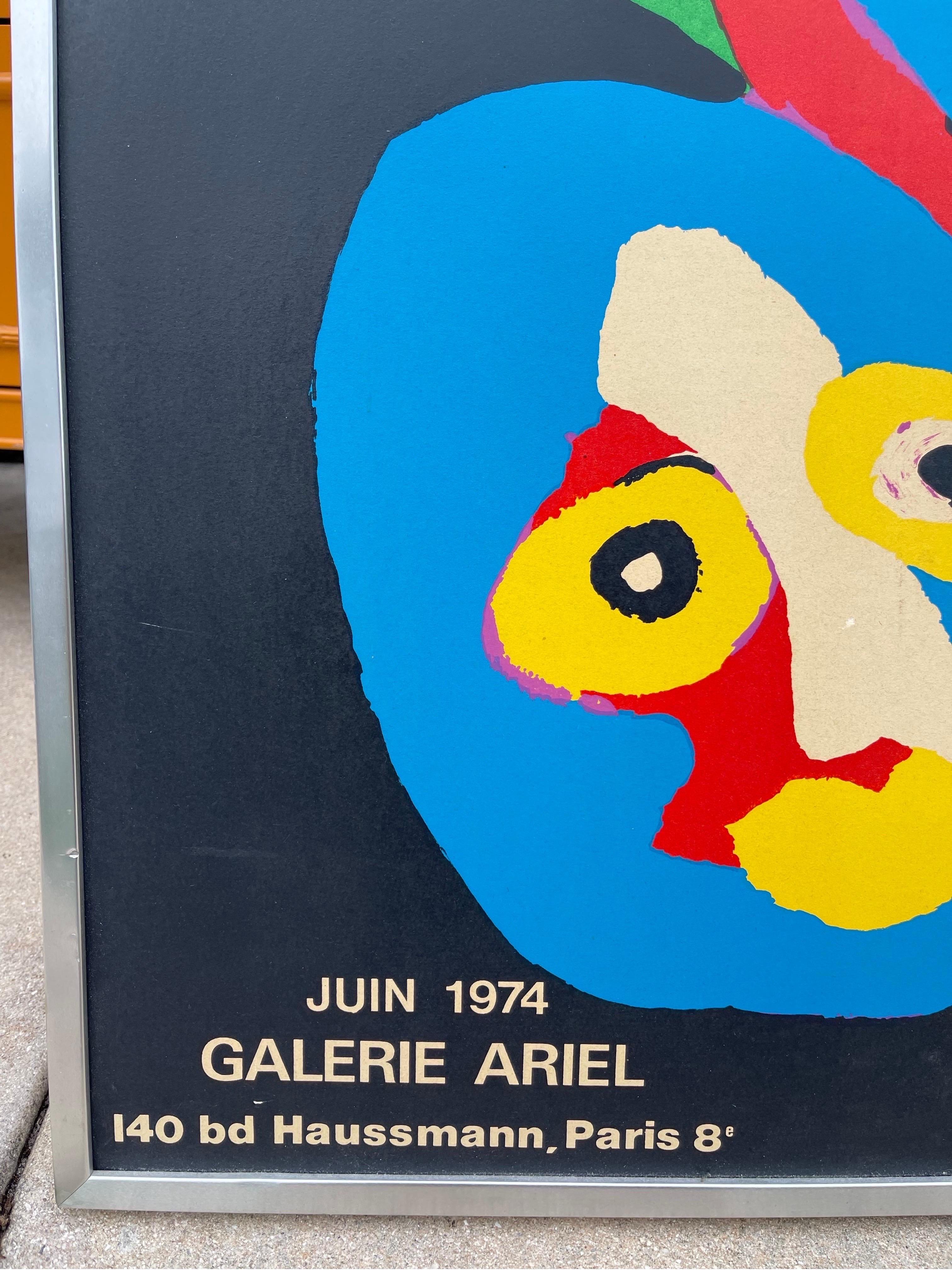 Favoloso poster della mostra Karel Appel at Ariel Galerie degli anni '70.