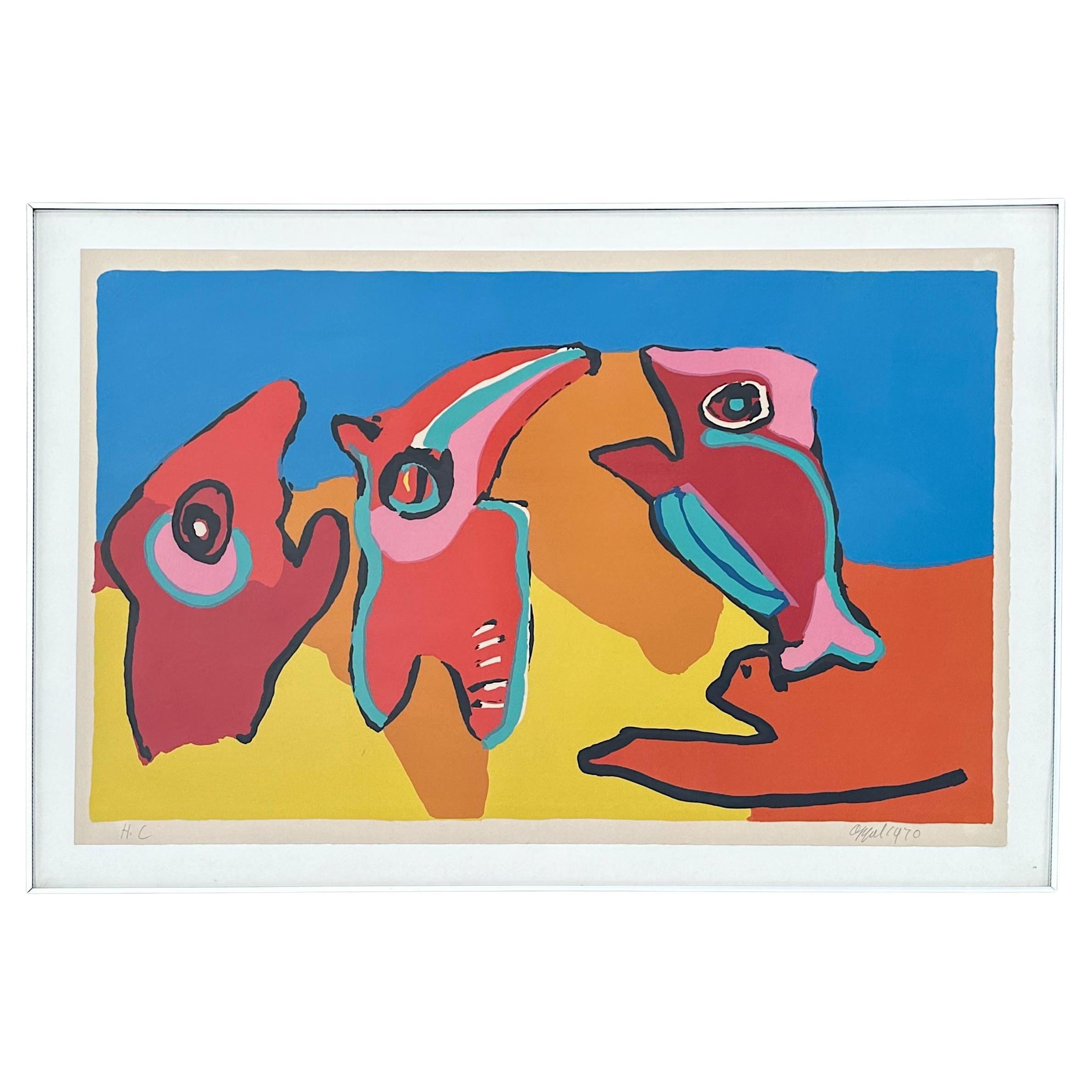 Karel Appel Hors D'Commerce "Danse au printemps" Lithographie signée Circa 1970 en vente