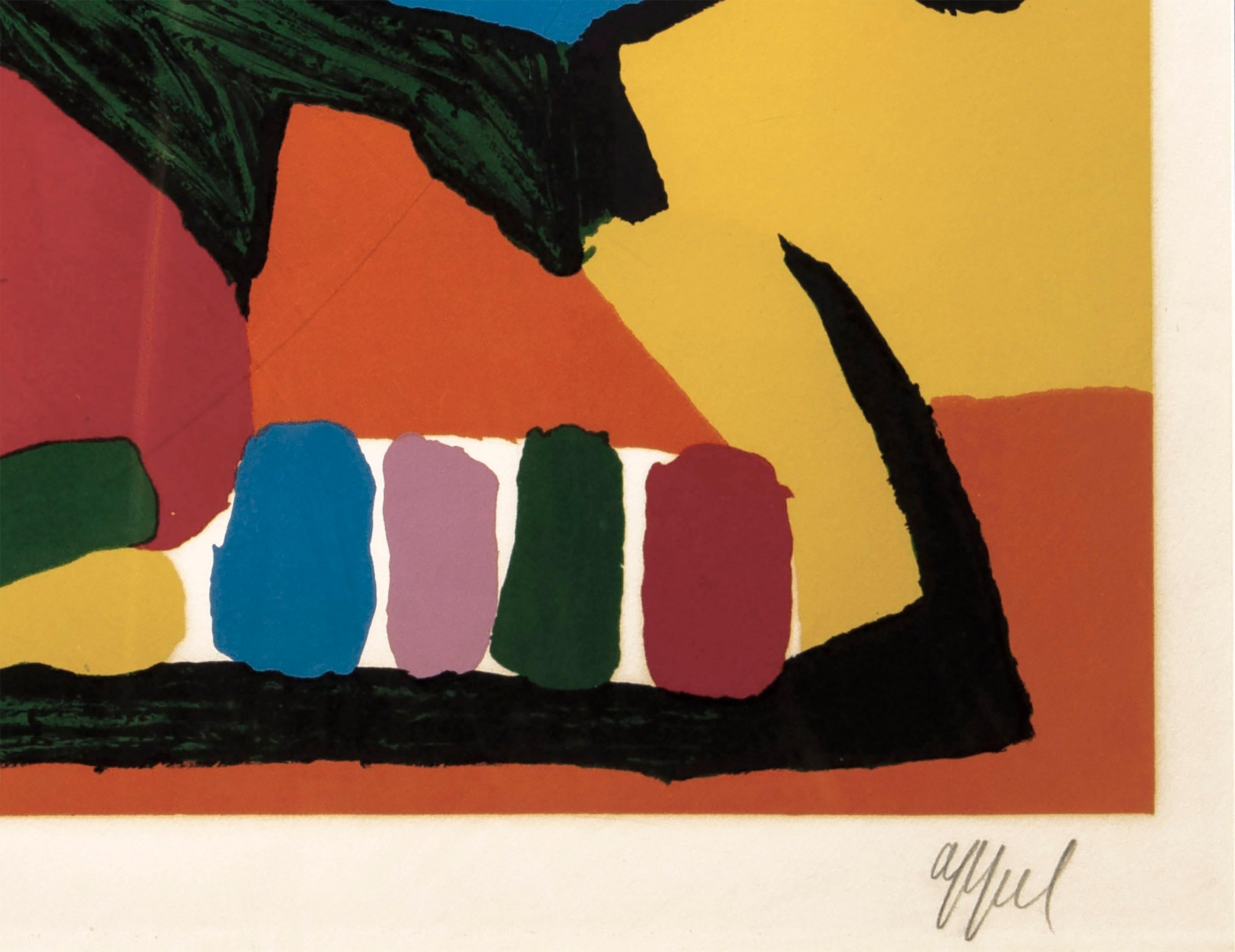 20th Century Karel Appel - Original Serigraph, Limited #92of125, signed (37x30In.) Plexiglass For Sale
