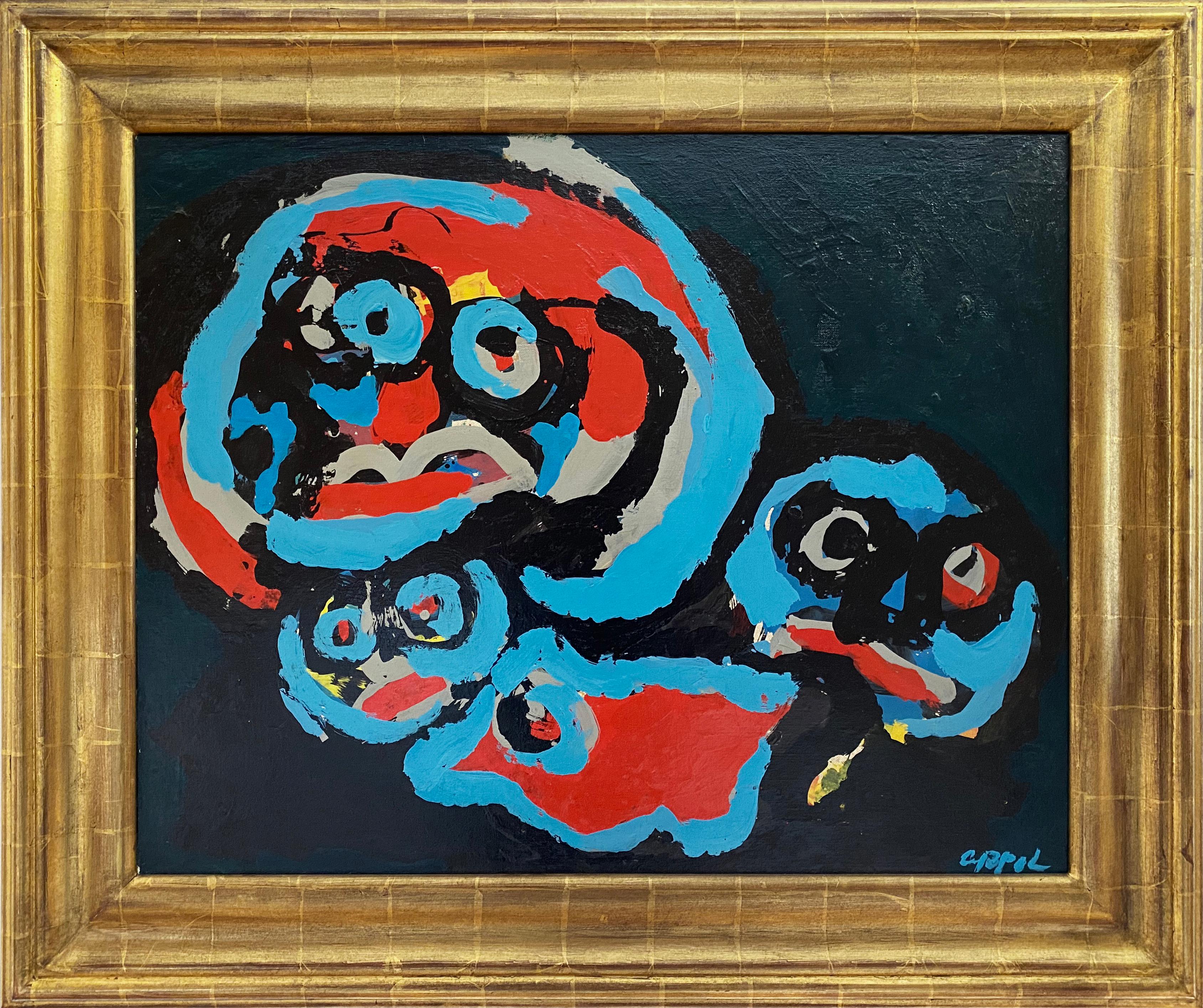 Karel Appel Abstract Painting - Figure Composition, Faces