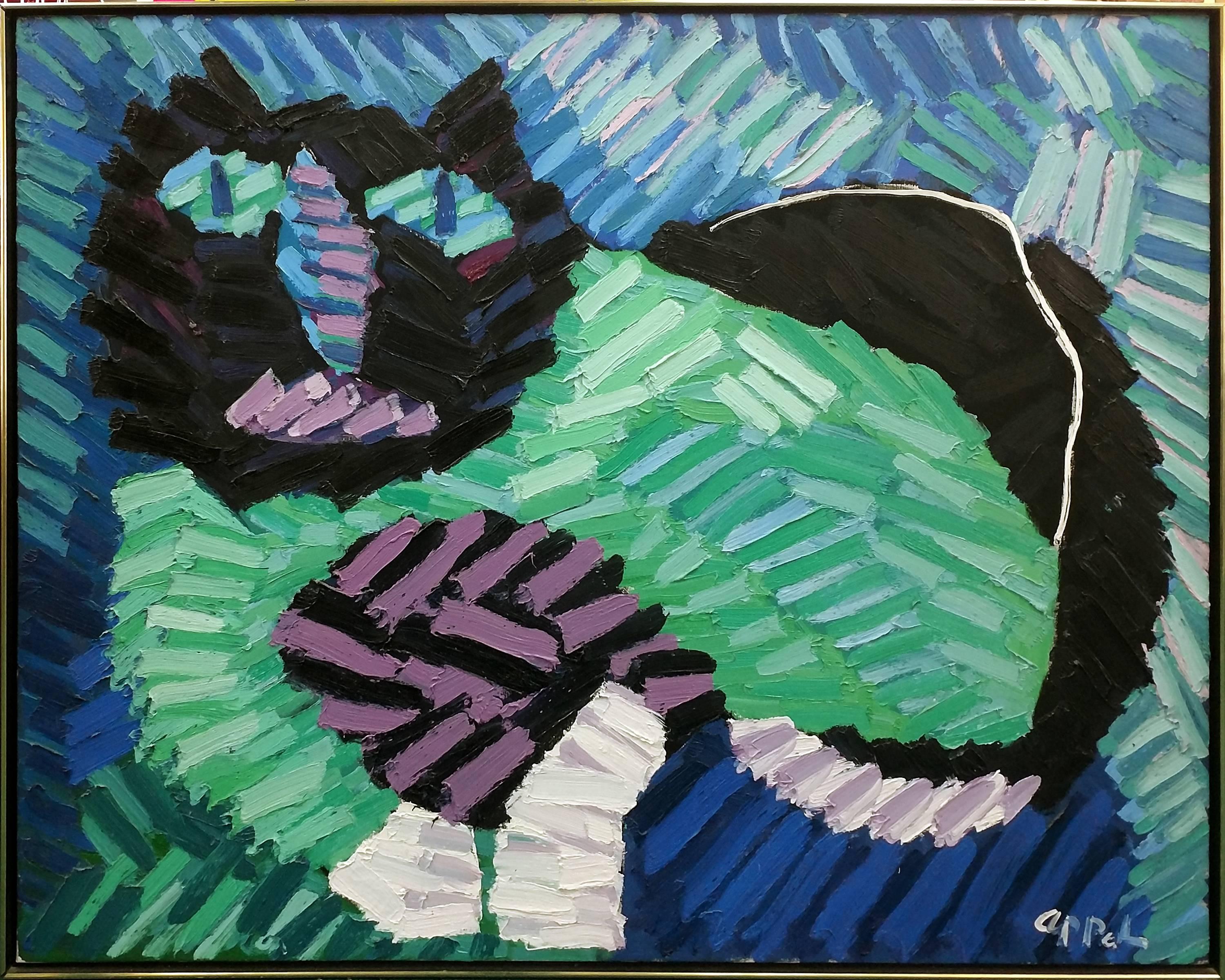 Karel Appel Abstract Painting - THE GREEN CAT