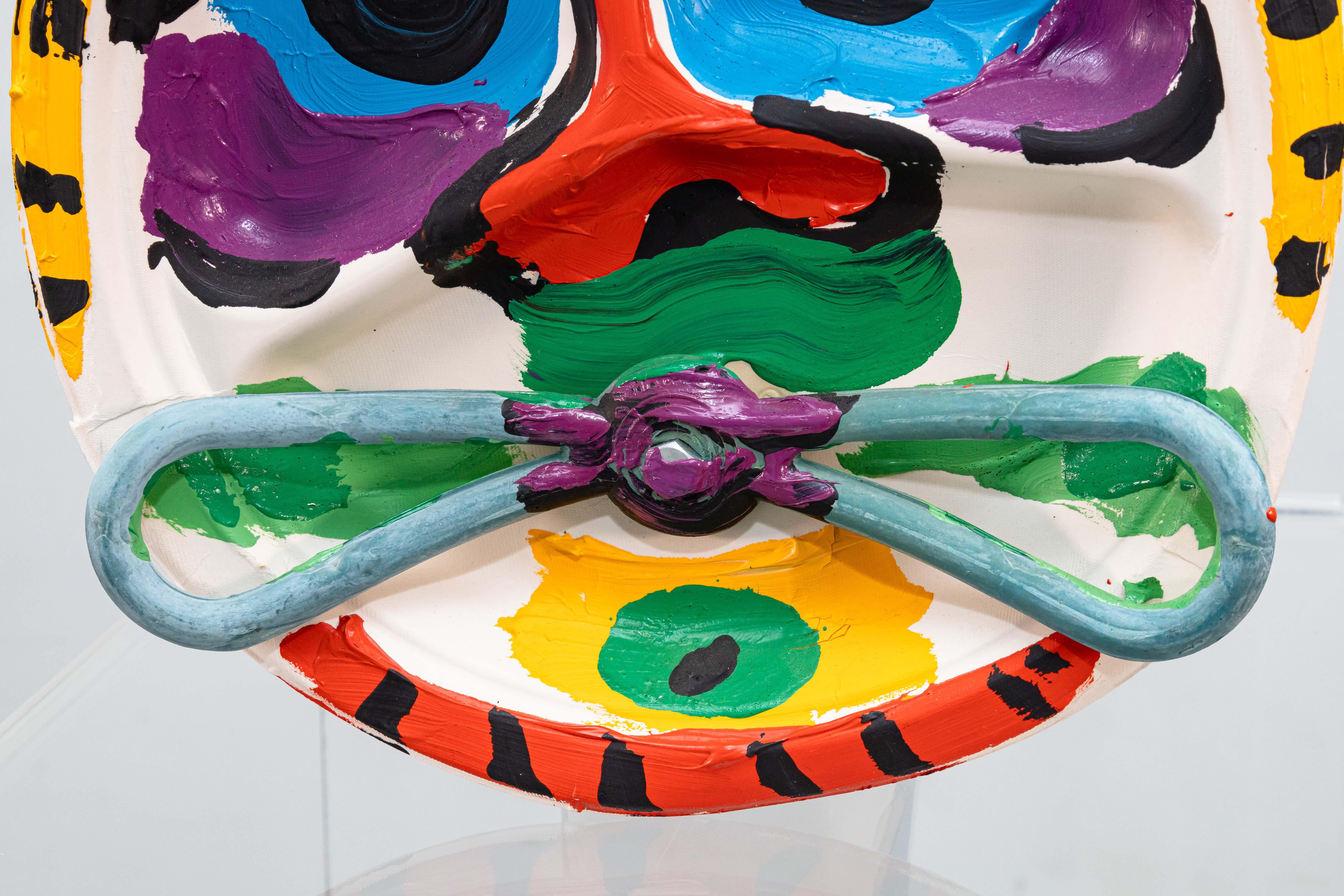 Late 20th Century Karel Appel Plate with Moustache Signed Contemporary Found Object Sculpture For Sale