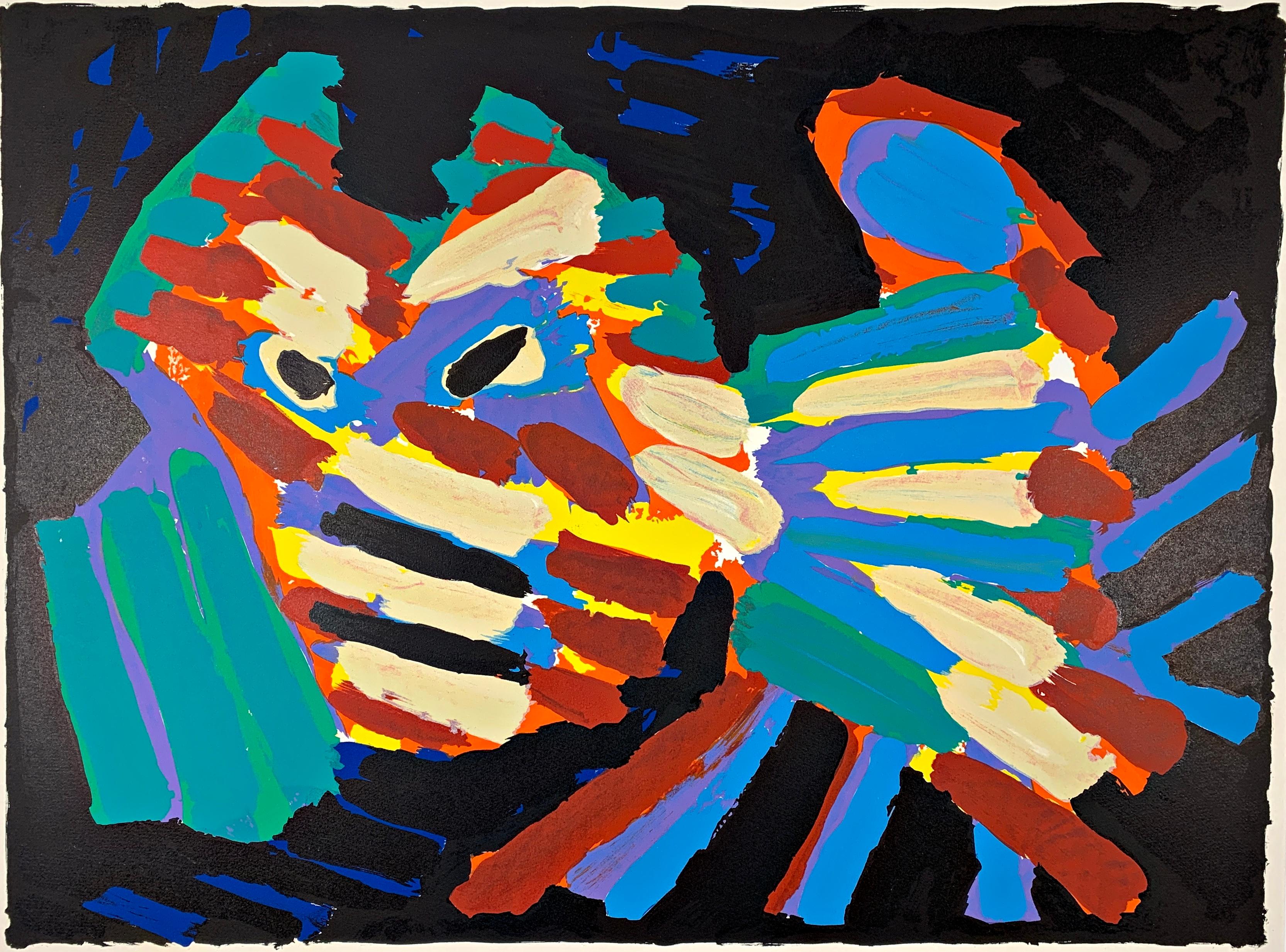 Karel Appel
Amsterdam 1921 - 2006 Zurich
Fighting Cat, 1979
Color lithograph on Arches paper
Signed in pencil lower right, inscribed lower left: "A.P." (Artist's Proof)
Image: 55.9 x 76.2 cm
Sheet size: 62.9 x 81.9 cm
Passepartout: 78.5 x 96