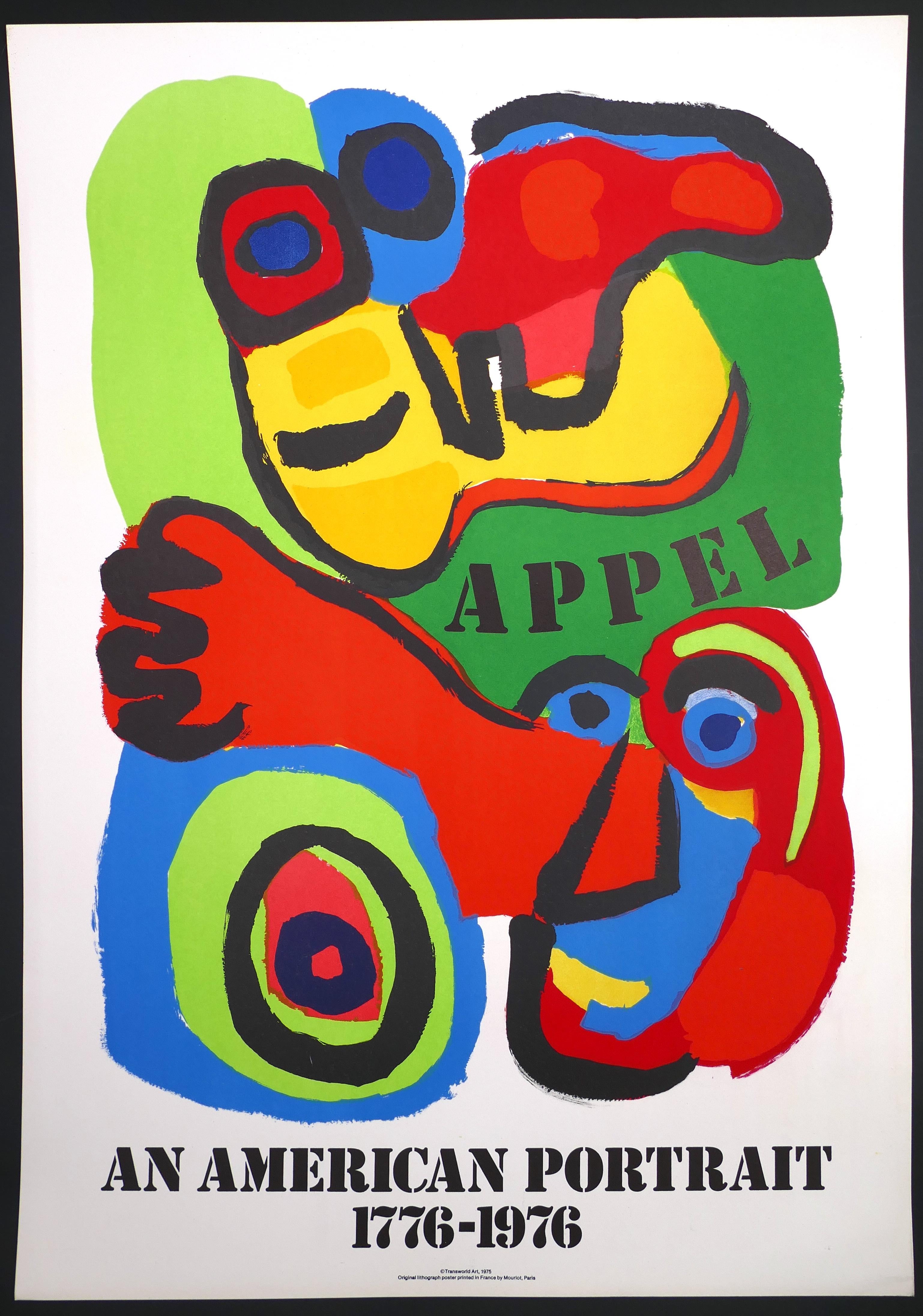 Karel Appel Abstract Print - An American Portrait - Vintage Poster Lithographic Poster - 1975