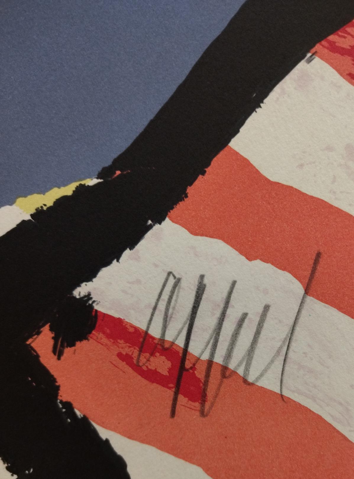 APPEL Mask Face Personage. Lithograph. - Black Abstract Print by Karel Appel