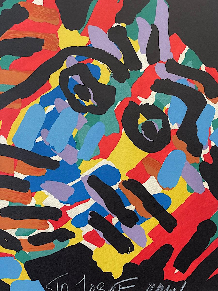 BLACK EYED ANIMAL Signed Lithograph, Colorful Abstract Creature, CoBrA Artist - Print by Karel Appel