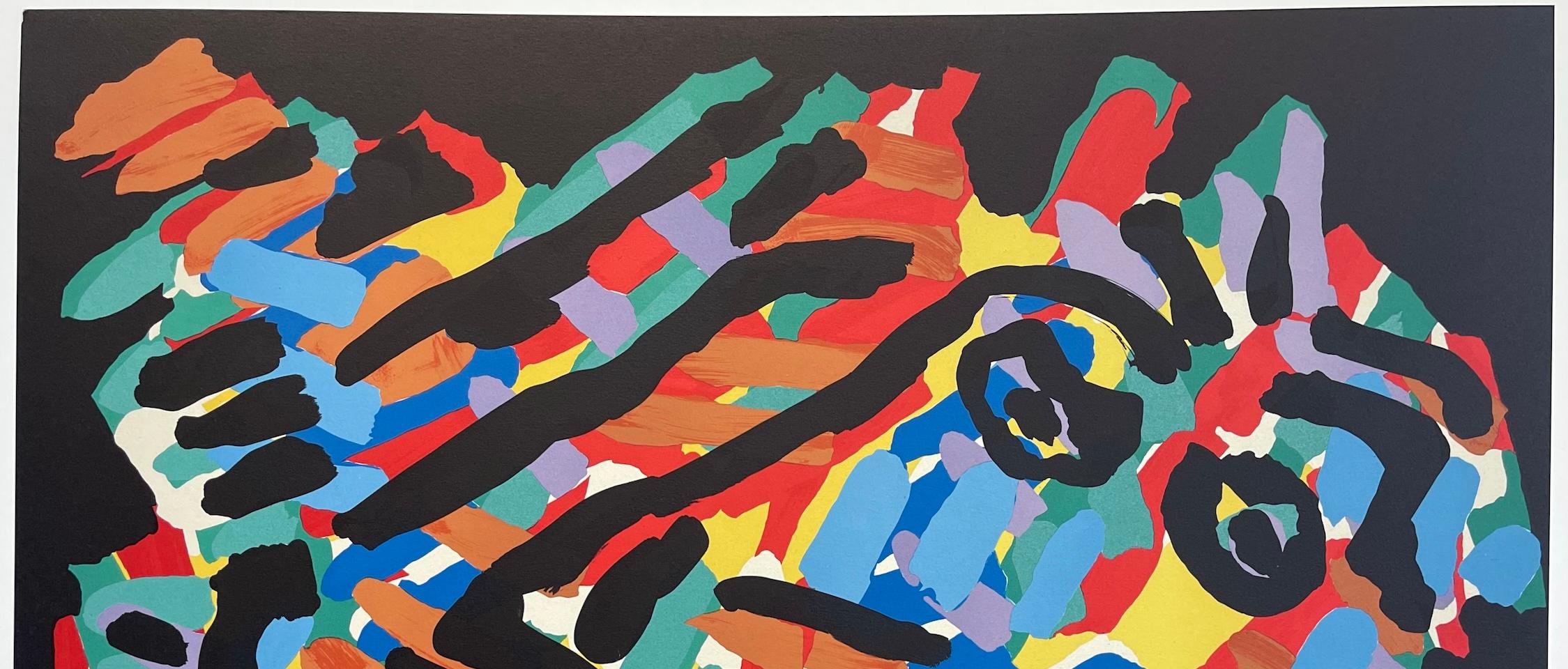 BLACK EYED ANIMAL Signed Lithograph, Colorful Abstract Creature, CoBrA Artist For Sale 1