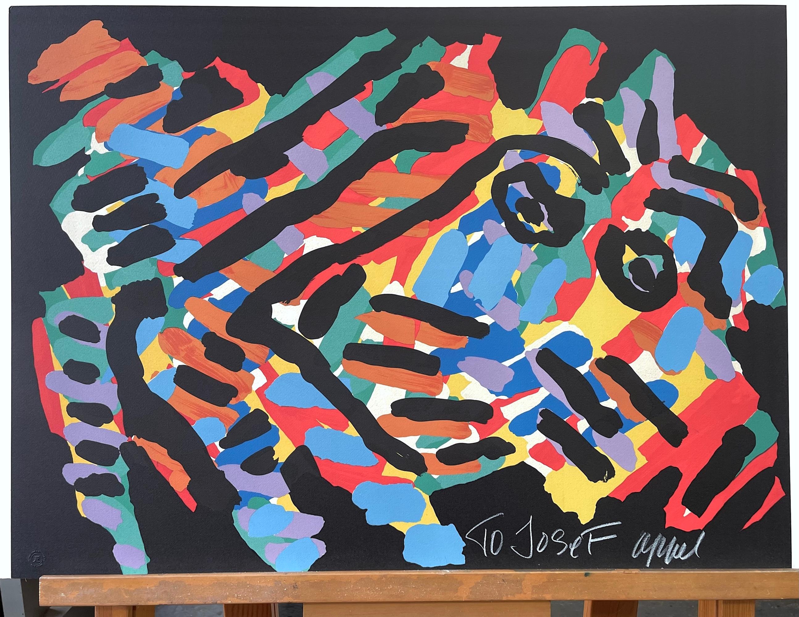 BLACK EYED ANIMAL Signed Lithograph, Colorful Abstract Creature, CoBrA Artist For Sale 4