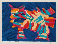 Gato azul, litografía moderna del Grupo CoBrA por Karel Appel