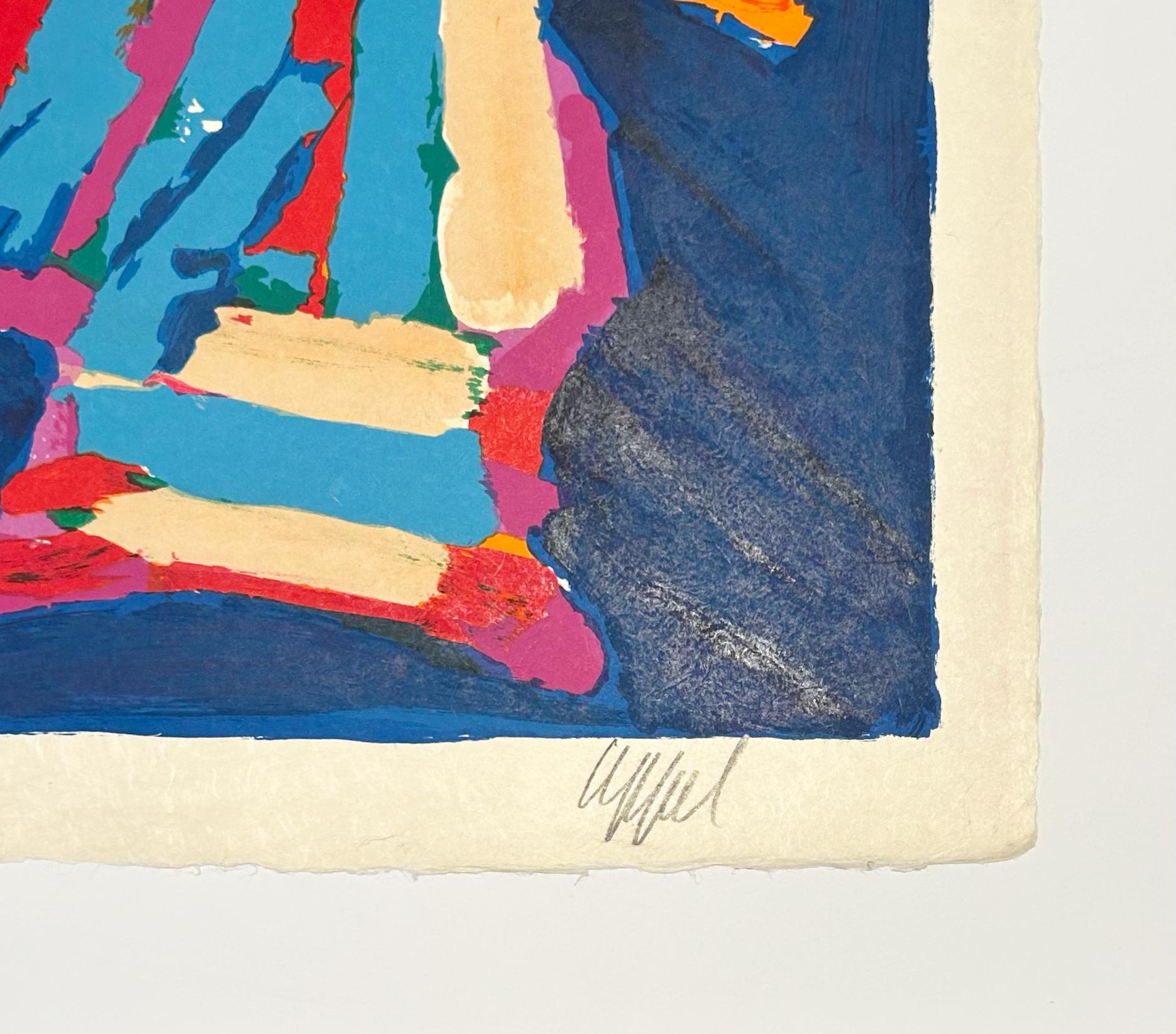 Blue Cat - Abstract Print by Karel Appel