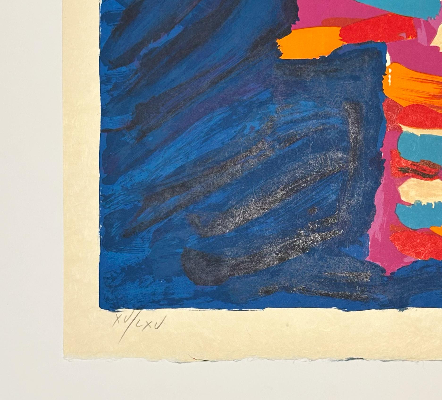 Artist: Karel Appel
Title: Blue Cat
Portfolio: 1978 Cats
Medium: Lithograph in colors on Japon paper
Date: 1978
Edition: XV/LXV
Sheet Size: 24 3/4