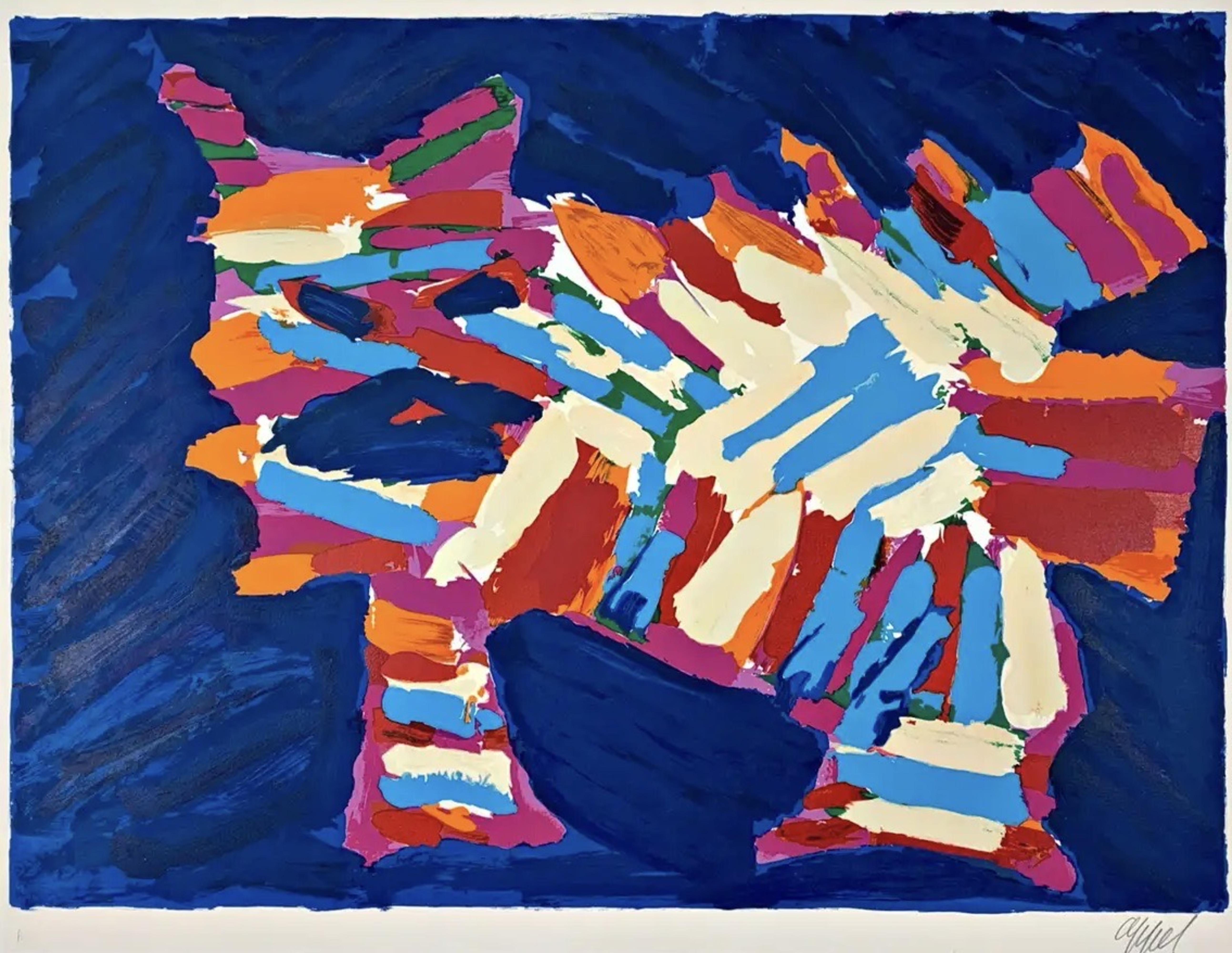 Blaue Katze – Print von Karel Appel