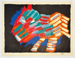 Abstract Cat Lithograph by Karel Appel, 1978, Signed, Cat in the Night