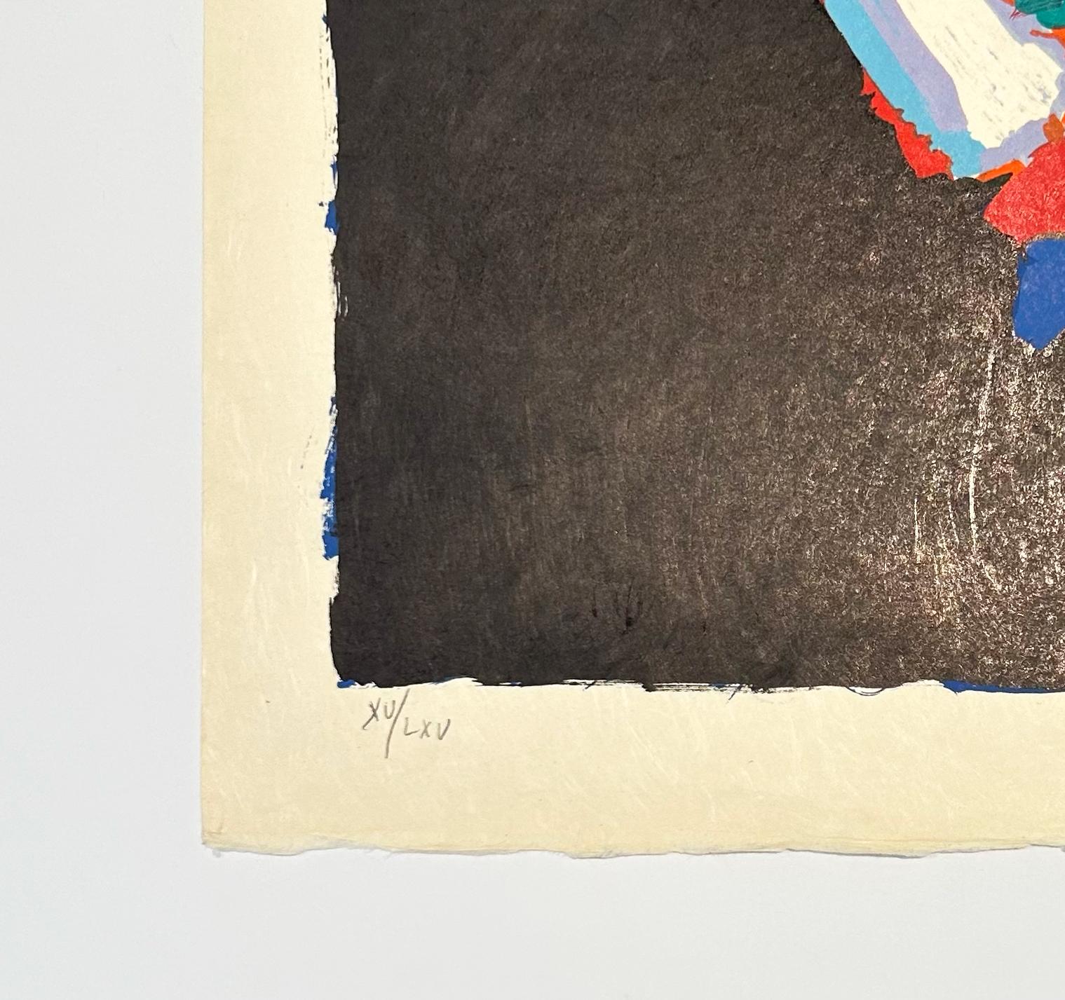 Cat in the Night - Black Abstract Print by Karel Appel