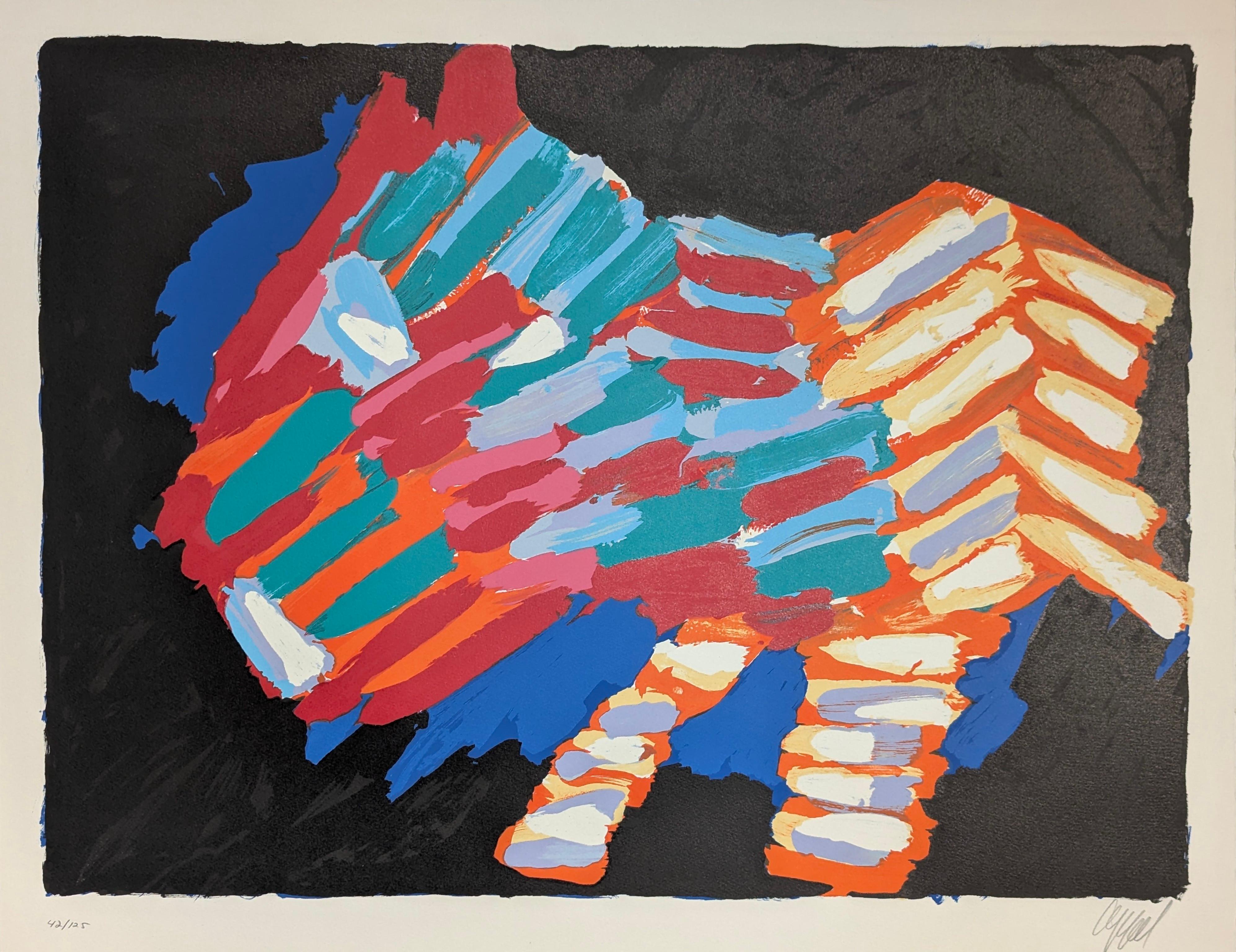 Abstract Print de Karel Appel - Gato en la noche