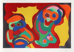 Deux Personnage - Sunshine People, Modern Lithograph by Karel Appel