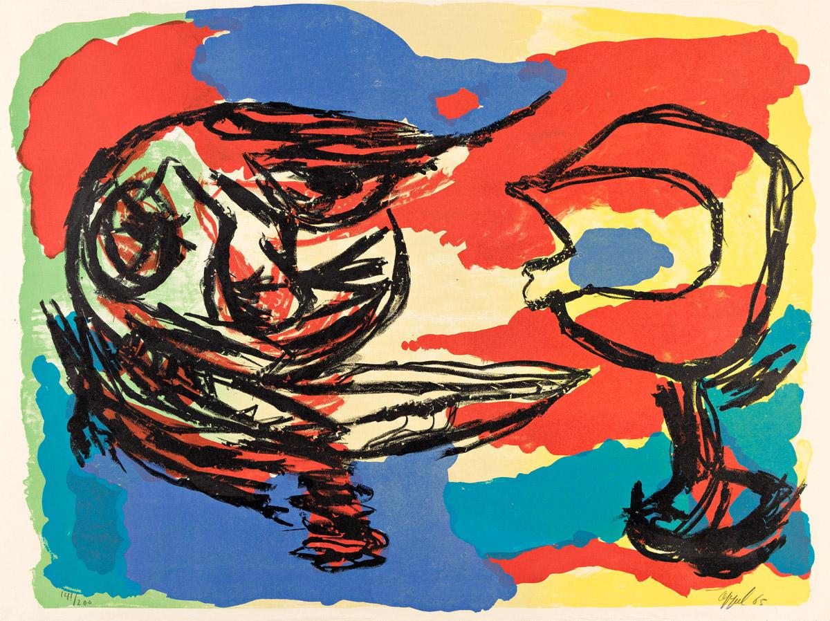 Print Karel Appel - Deux Têtes